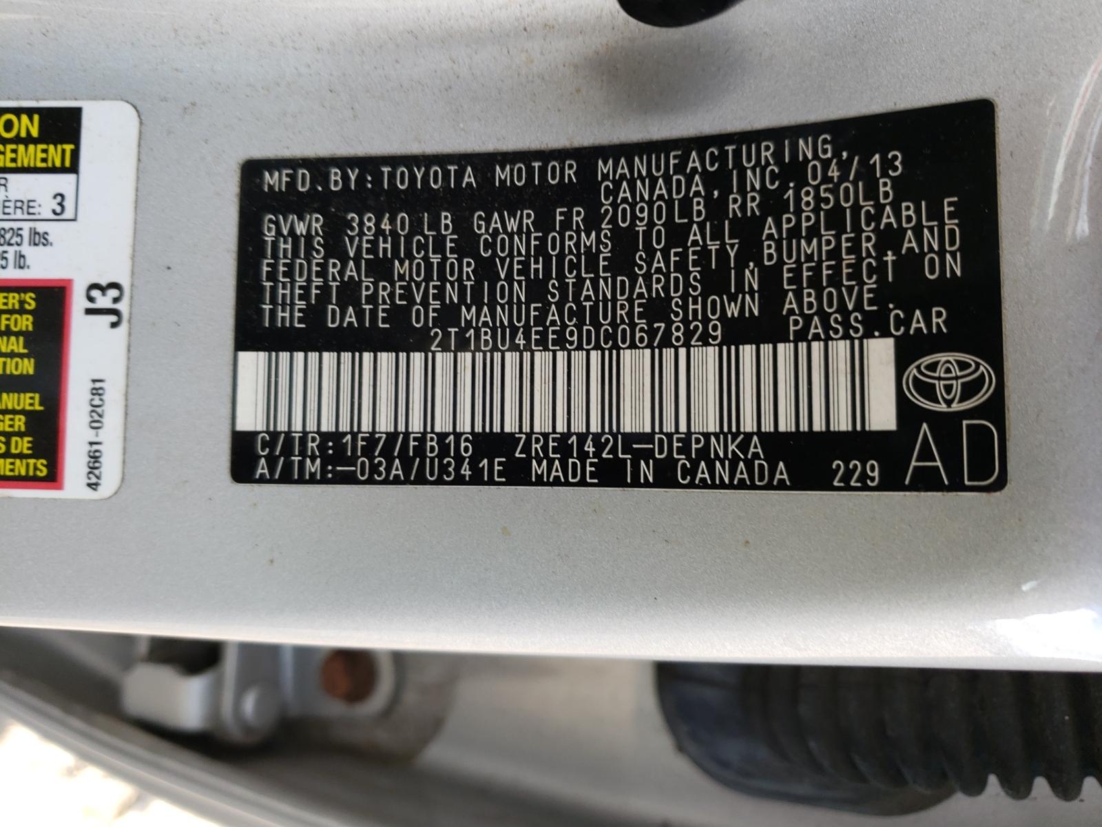 Photo 10 from auction – 2013 TOYOTA COROLLA BA with VIN 2T1BU4EE9DC067829