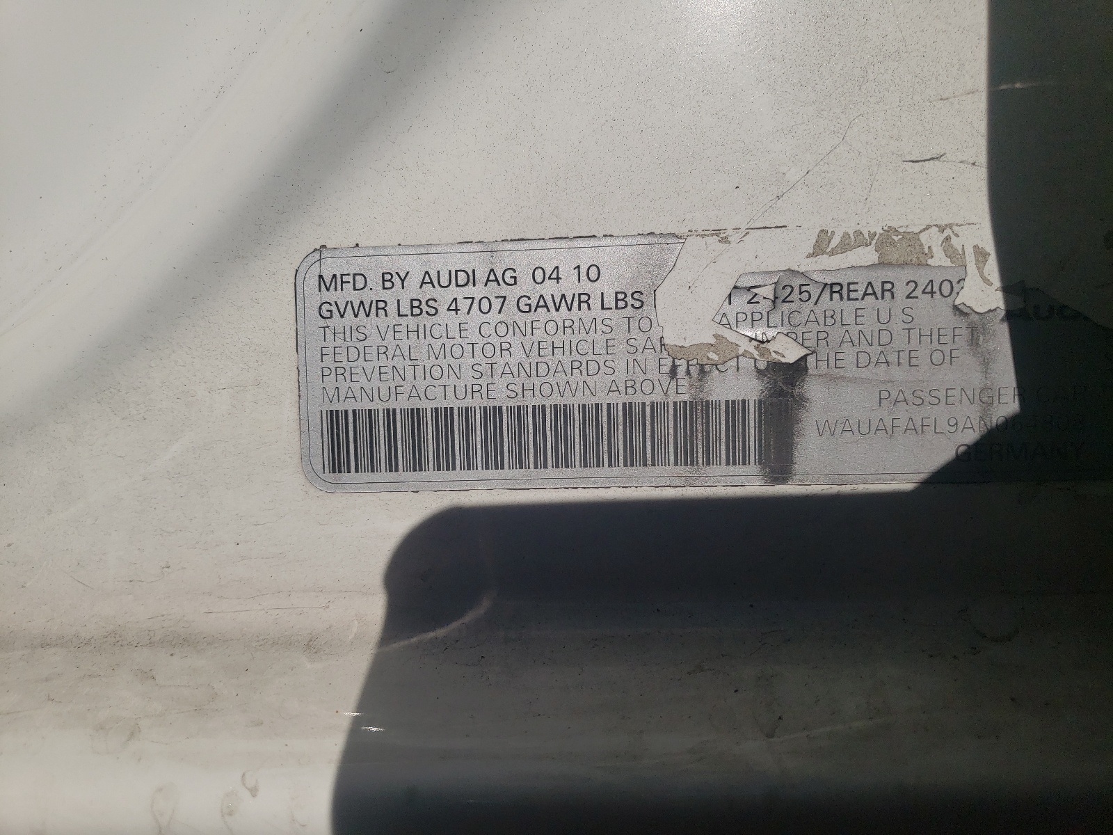 Zdjęcie 10 z aukcji – 2010 AUDI A4 PREMIUM z VIN WAUAFAFL9AN064808