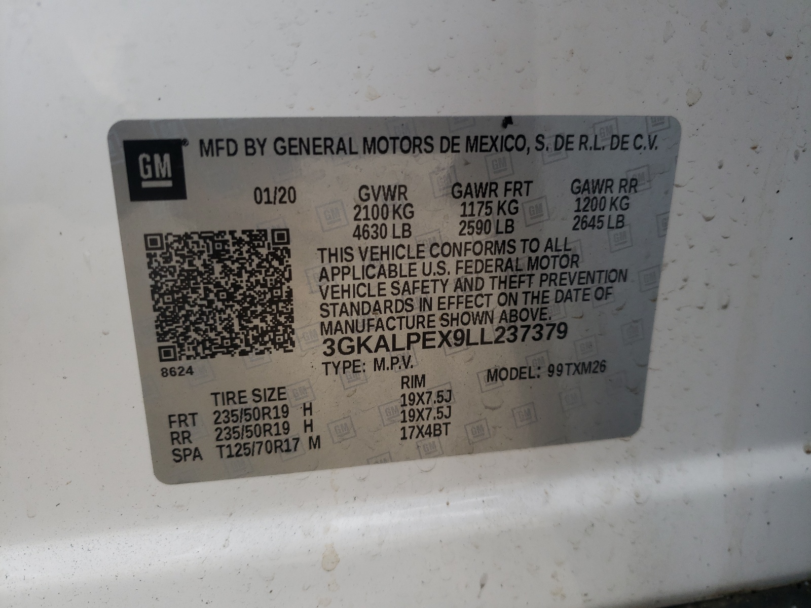 Photo 10 from auction – 2020 GMC TERRAIN SL with VIN 3GKALPEX9LL237379
