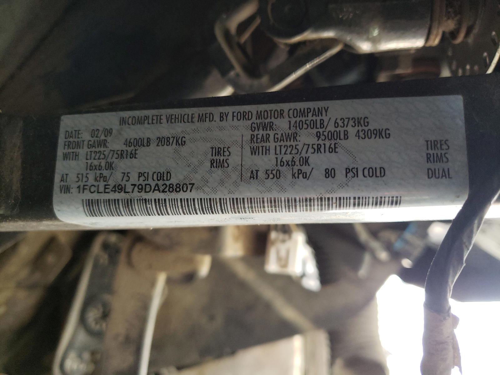 Photo 10 from auction – 2009 FORD ECONOLINE with VIN 1FCLE49L79DA28807