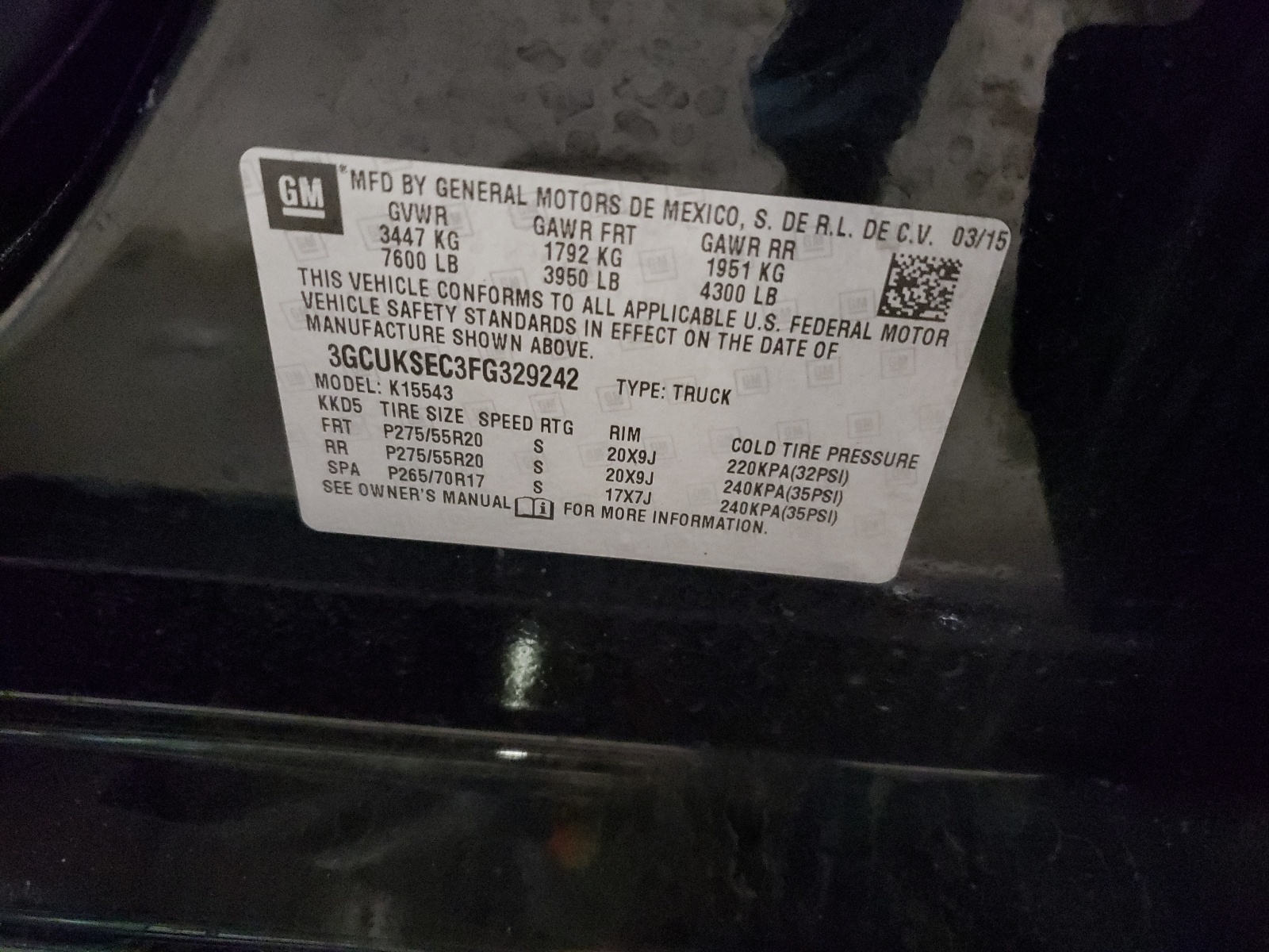 Фото 10 с аукциона – 2015 CHEVROLET SILVERADO с VIN 3GCUKSEC3FG329242