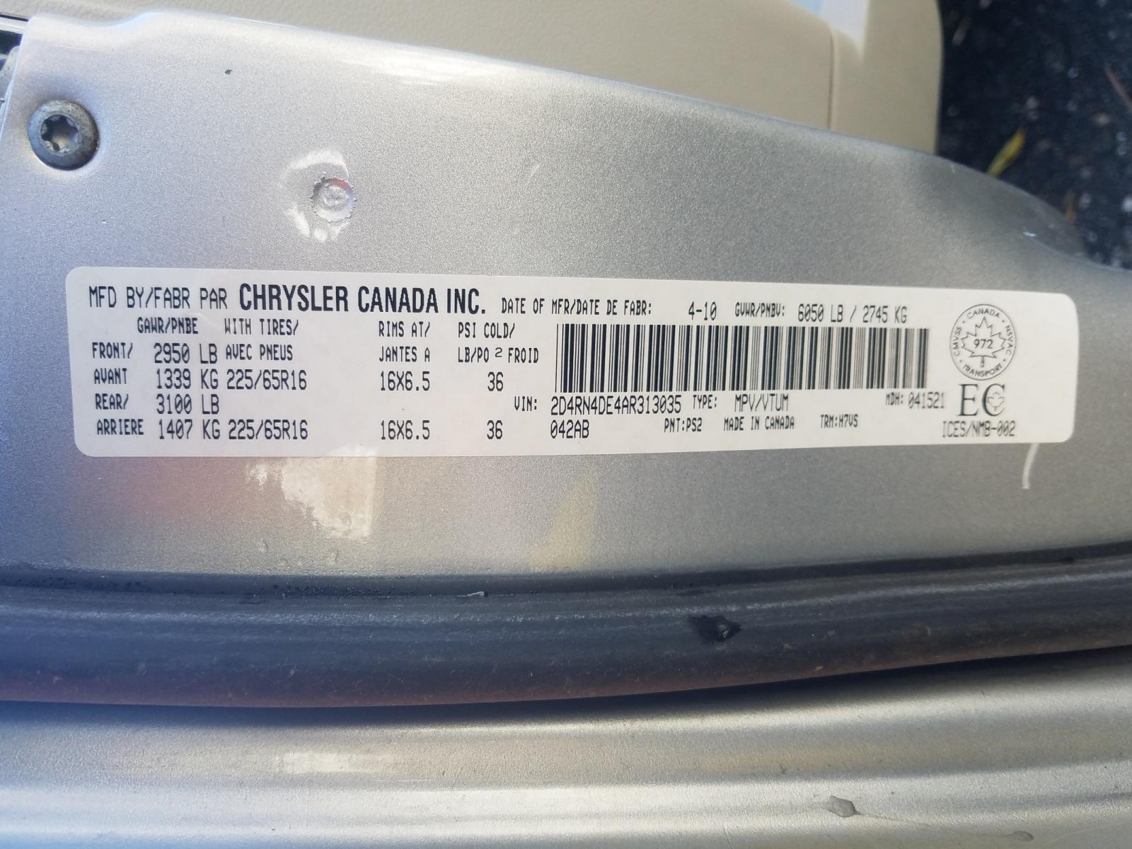 Photo 10 from auction – 2010 DODGE GRAND CARA with VIN 2D4RN4DE4AR313035
