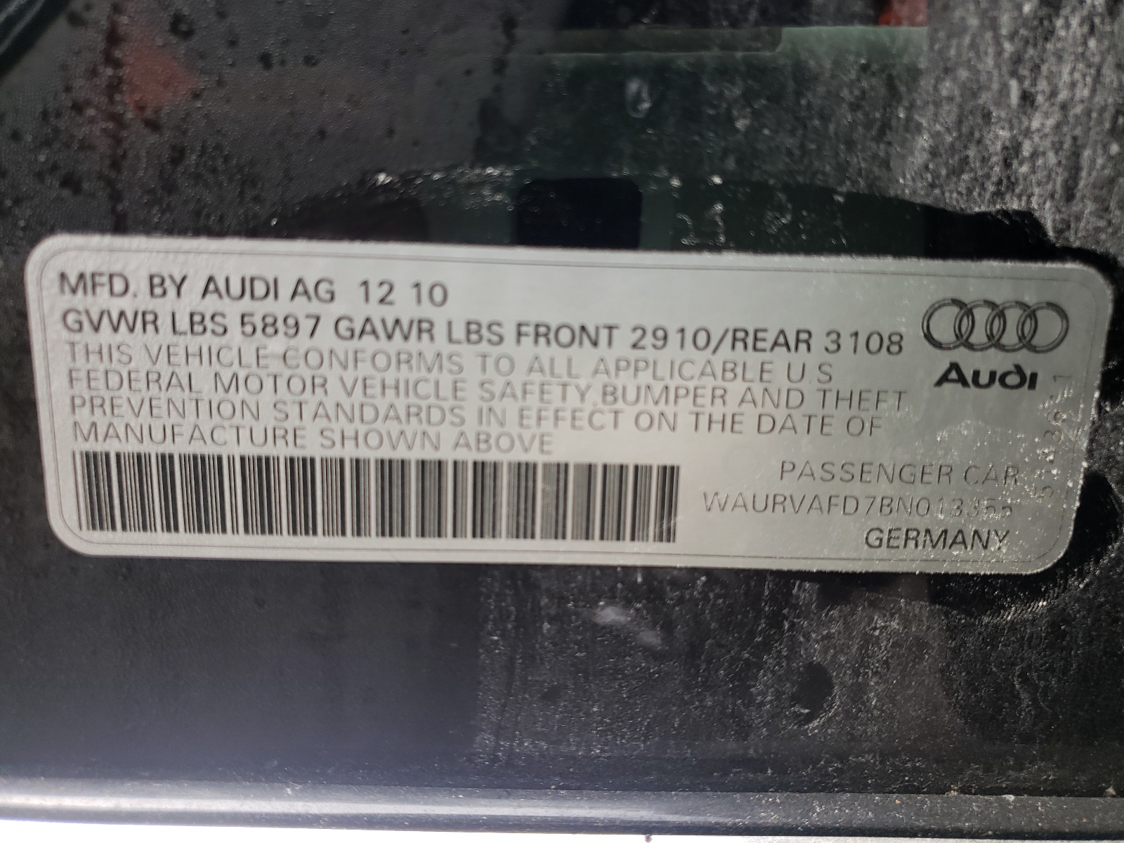 صورة رقم 10 من المزاد - 2011 AUDI A8 L QUATT مع VIN WAURVAFD7BN013355