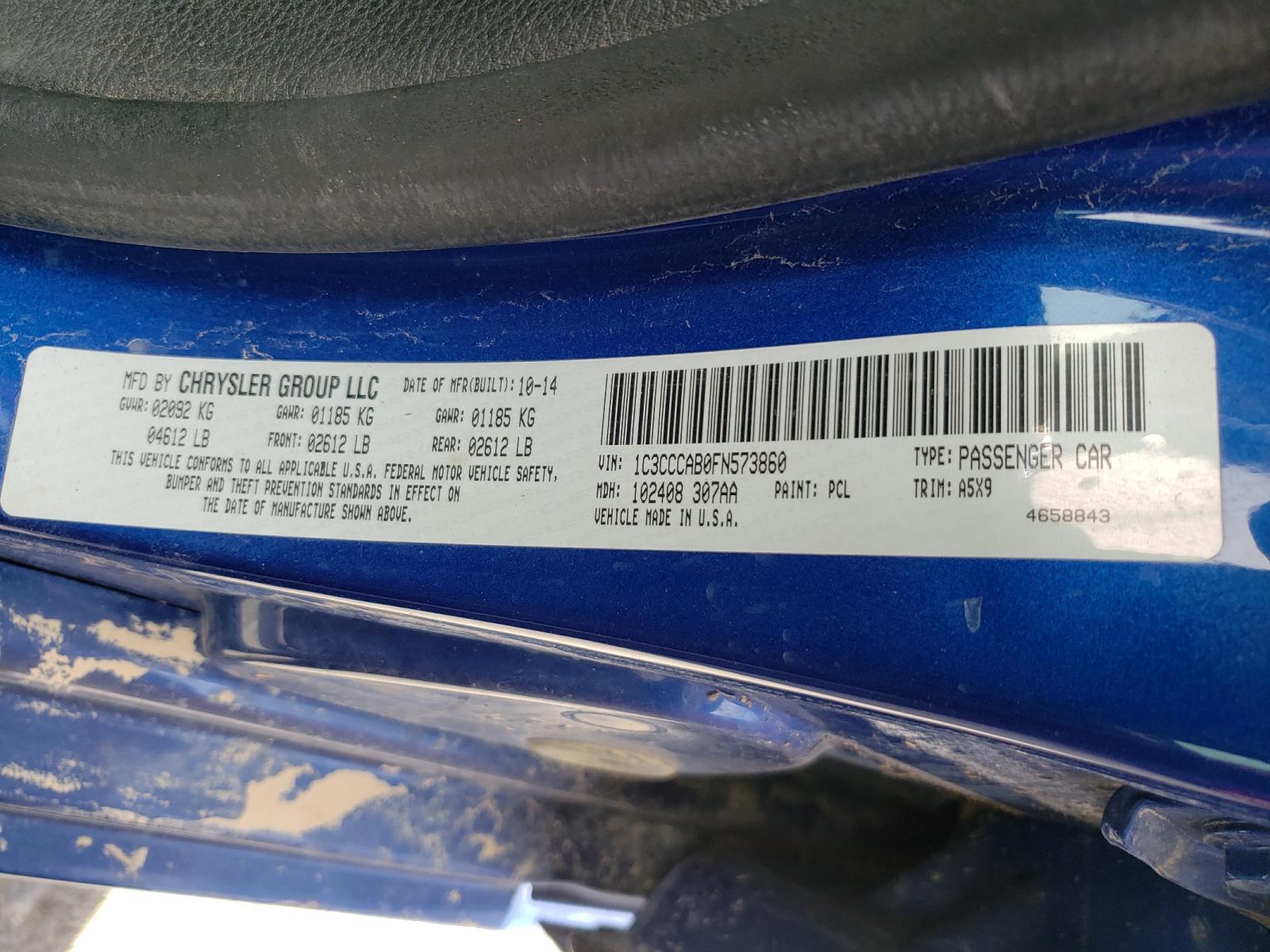Photo 10 from auction – 2015 CHRYSLER 200 LIMITE with VIN 1C3CCCAB0FN573860