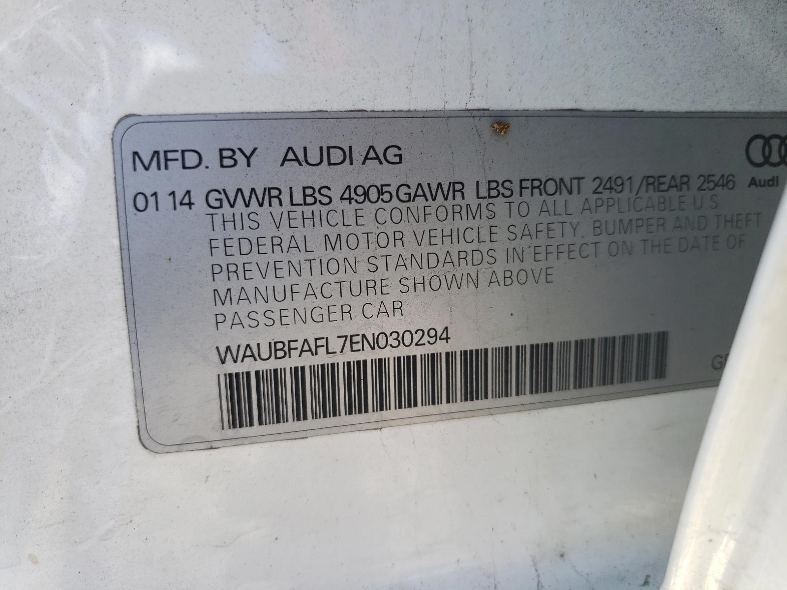 Photo 10 from auction – 2014 AUDI A4 with VIN WAUBFAFL7EN030294