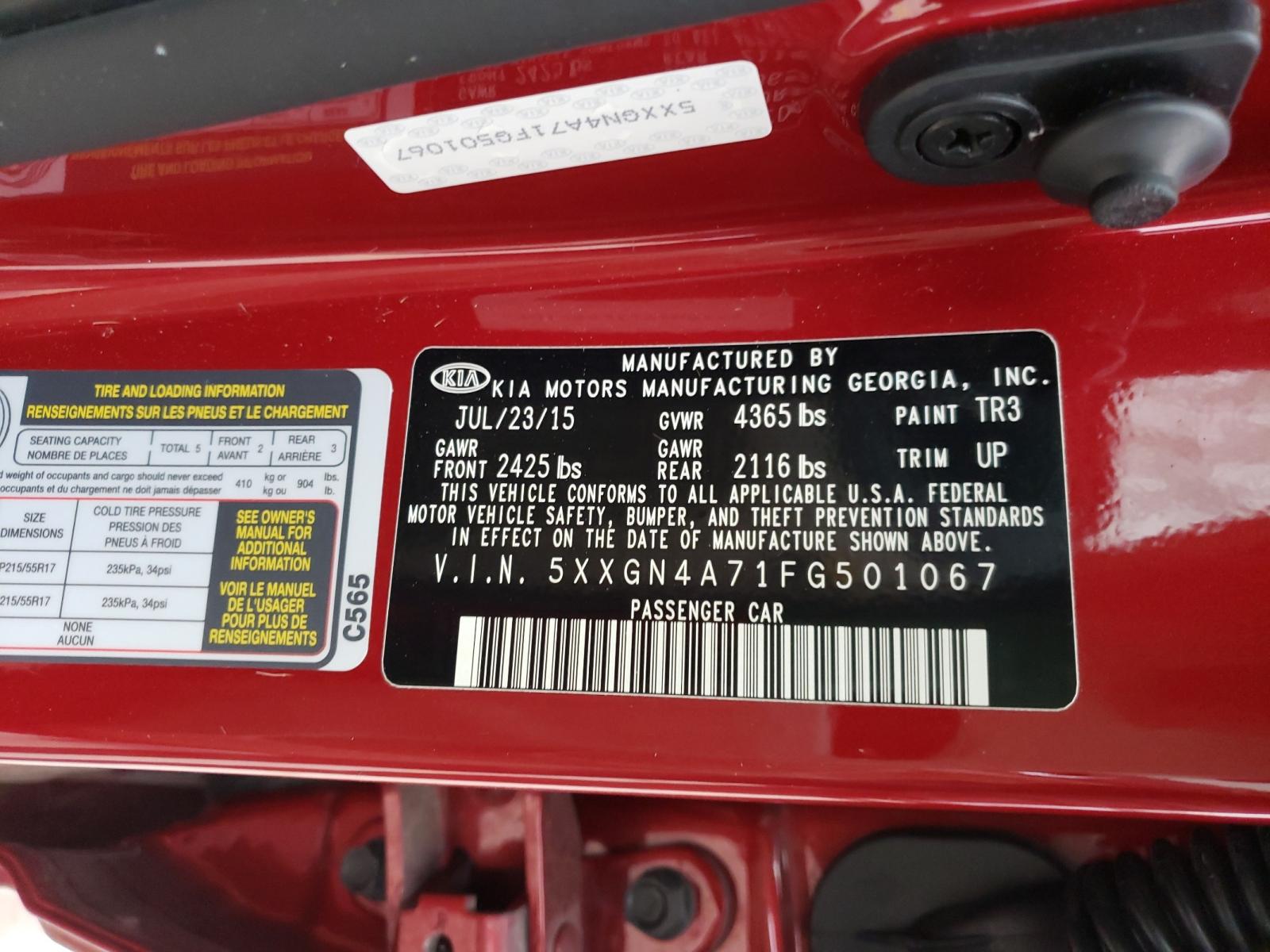 Photo 10 from auction – 2015 KIA OPTIMA EX with VIN 5XXGN4A71FG501067