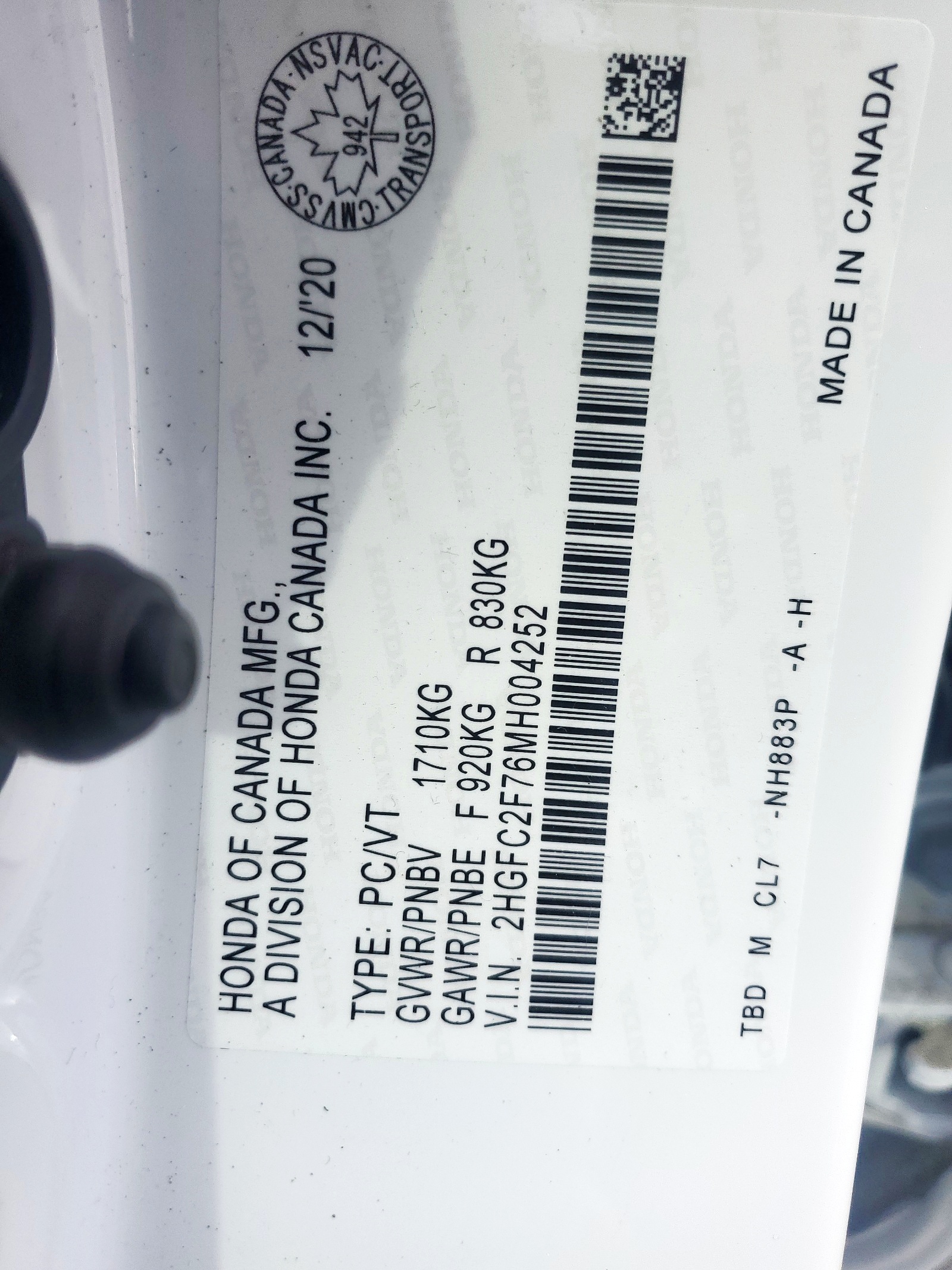 Photo 10 from auction – 2021 HONDA CIVIC EX with VIN 2HGFC2F76MH004252