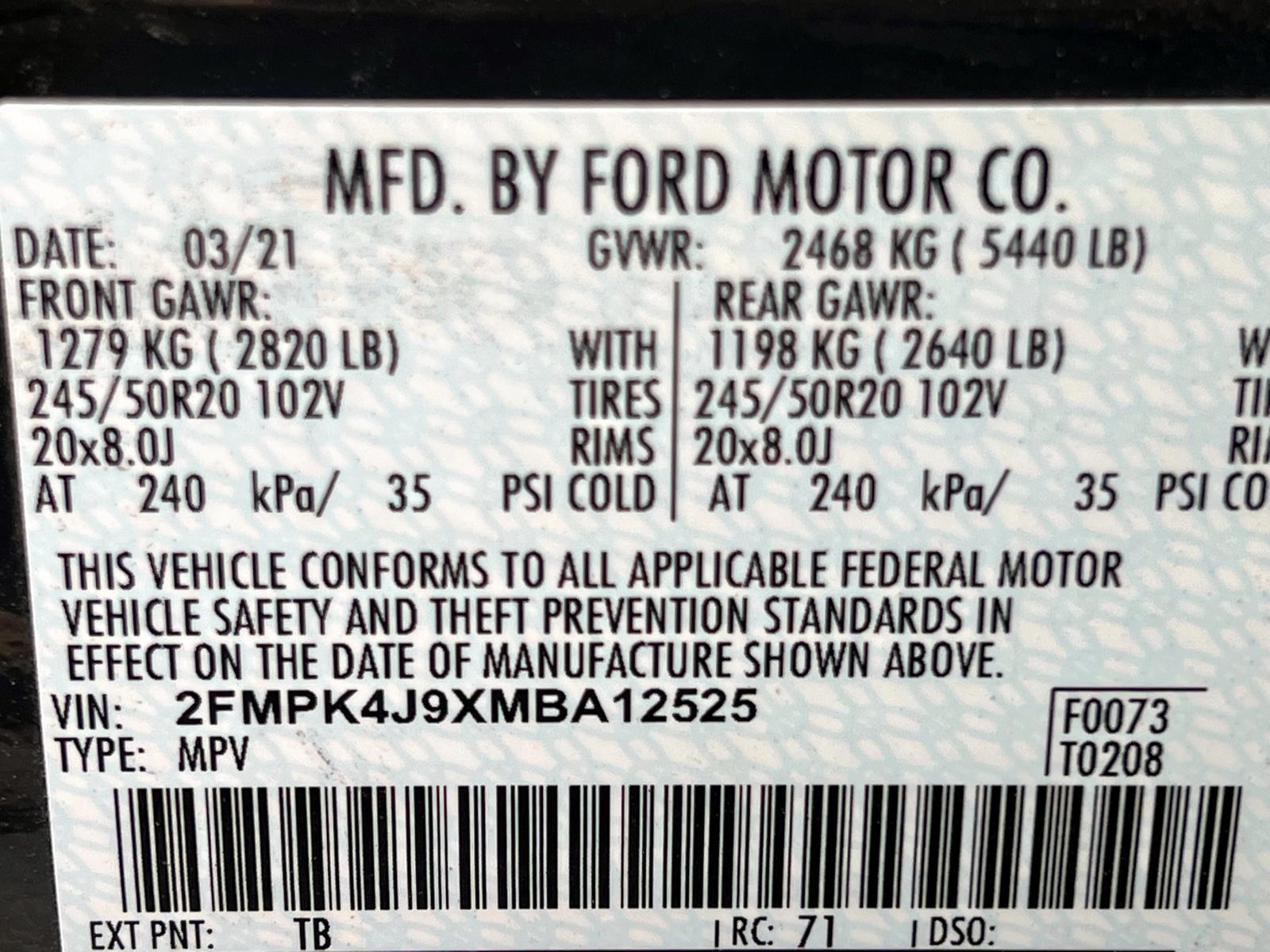 Photo 10 from auction – 2021 FORD EDGE SEL with VIN 2FMPK4J9XMBA12525