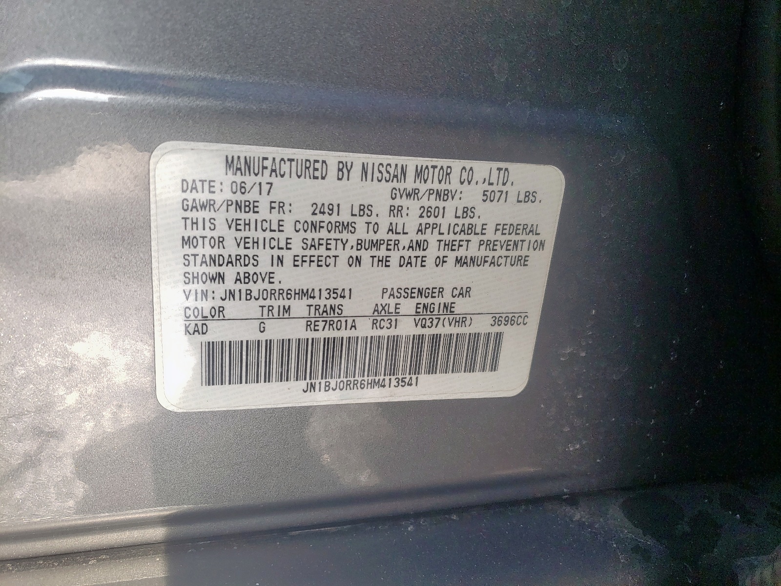 Photo 10 from auction – 2017 INFINITI QX50 with VIN JN1BJ0RR6HM413541