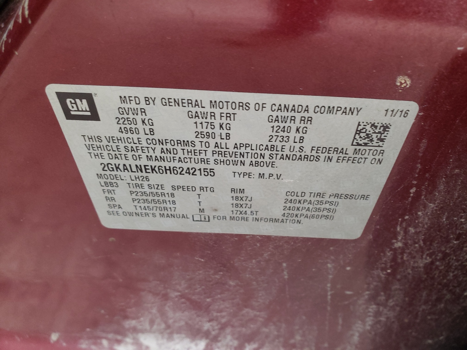 Photo 10 from auction – 2017 GMC TERRAIN SL with VIN 2GKALNEK6H6242155