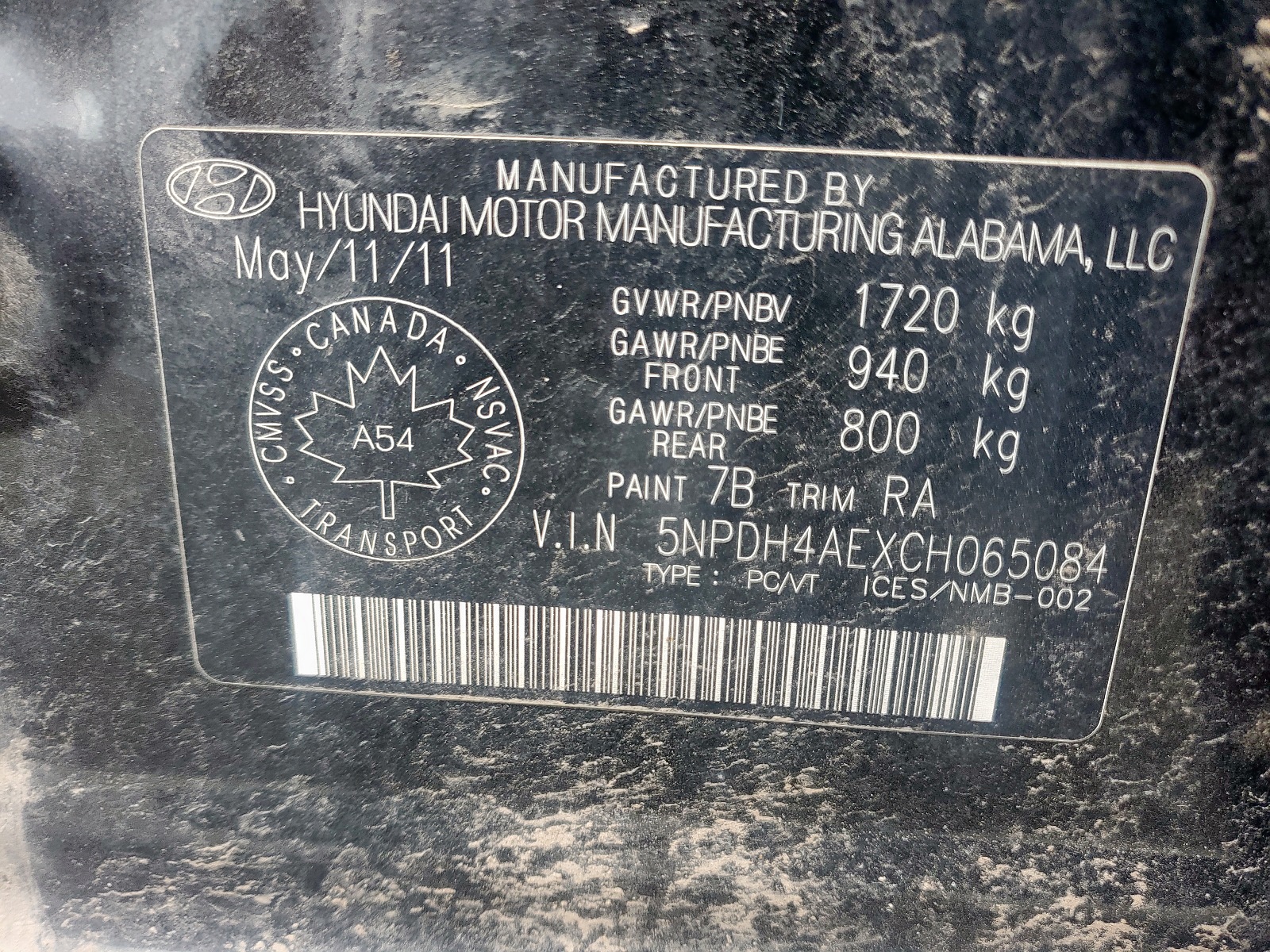 Photo 10 from auction – 2012 HYUNDAI ELANTRA GL with VIN 5NPDH4AEXCH065084