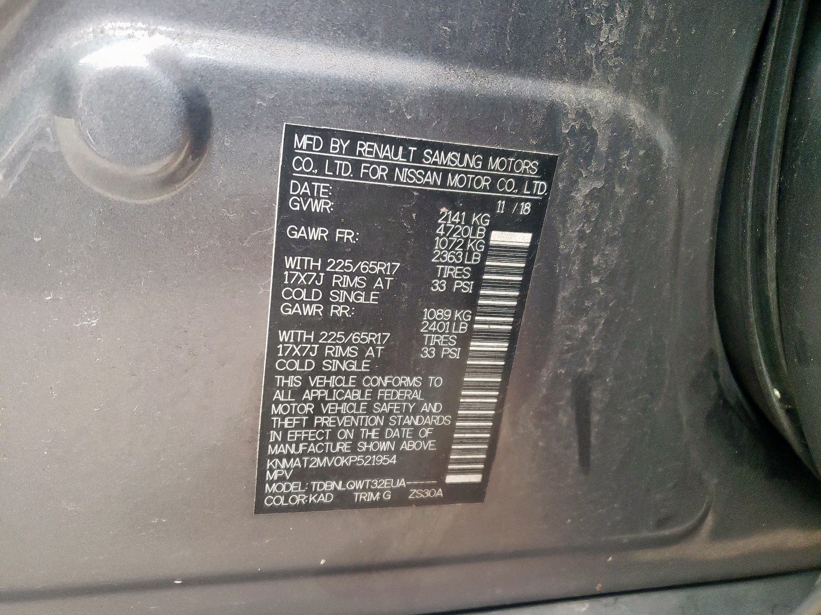 Photo 10 from auction – 2019 NISSAN ROGUE S with VIN KNMAT2MV0KP521954
