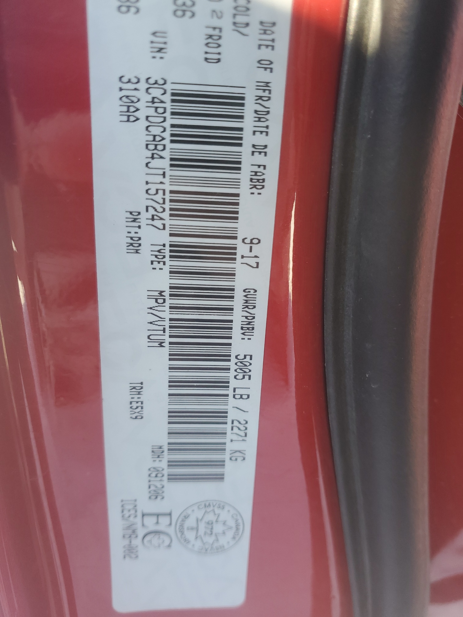 Zdjęcie 10 z aukcji – 2018 DODGE JOURNEY SE z VIN 3C4PDCAB4JT157247