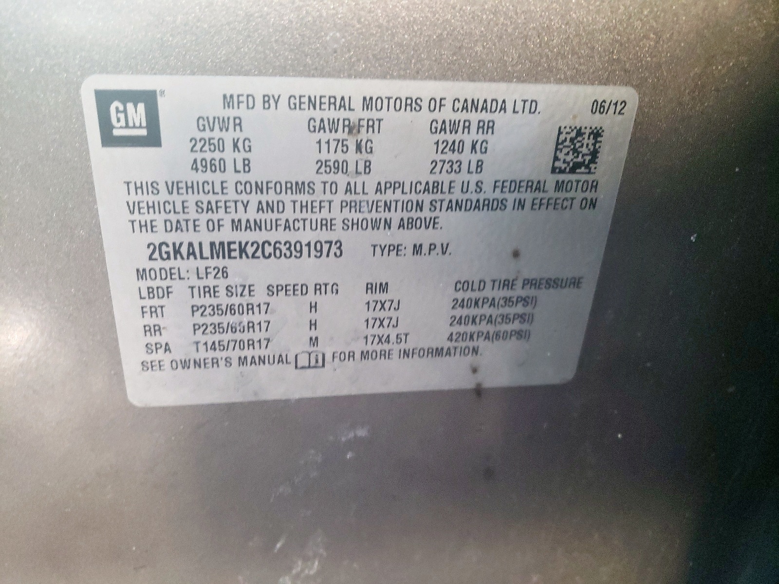 Zdjęcie 10 z aukcji – 2012 GMC TERRAIN SL z VIN 2GKALMEK2C6391973