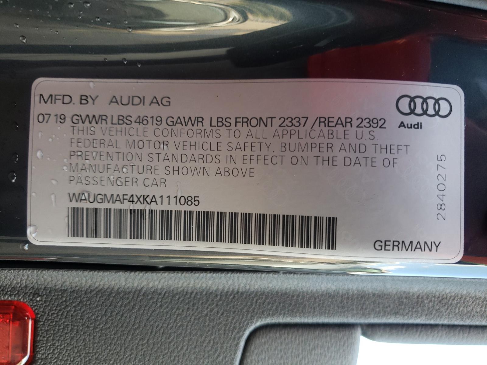 Photo 10 from auction – 2019 AUDI A4 PREMIUM with VIN WAUGMAF4XKA111085