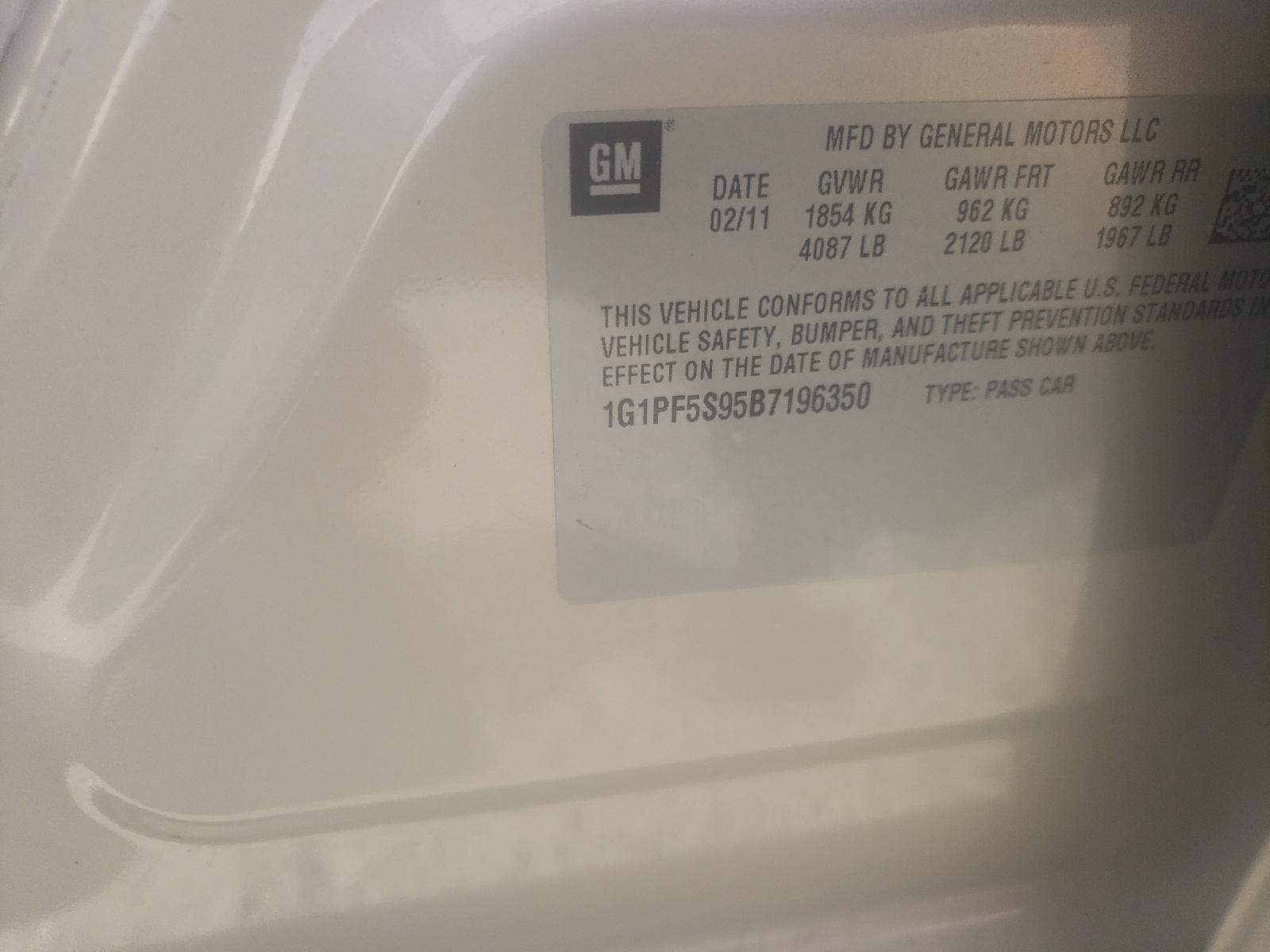 Photo 10 from auction – 2011 CHEVROLET CRUZE LT with VIN 1G1PF5S95B7196350