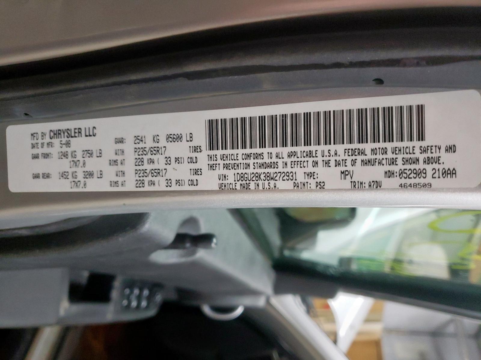 Photo 10 from auction – 2008 DODGE NITRO SXT with VIN 1D8GU28K38W272931