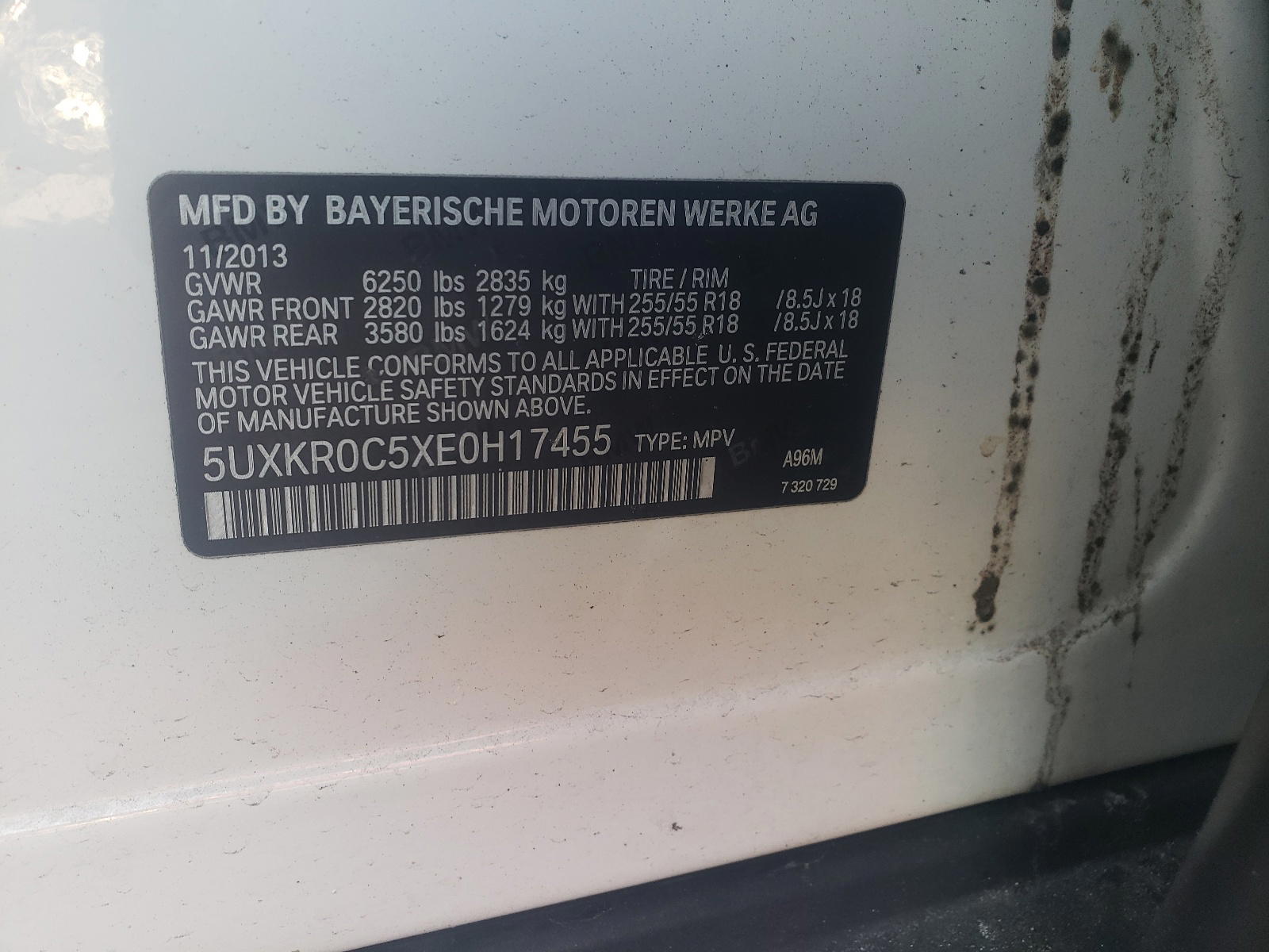 Photo 10 from auction – 2014 BMW X5 XDRIVE3 with VIN 5UXKR0C5XE0H17455