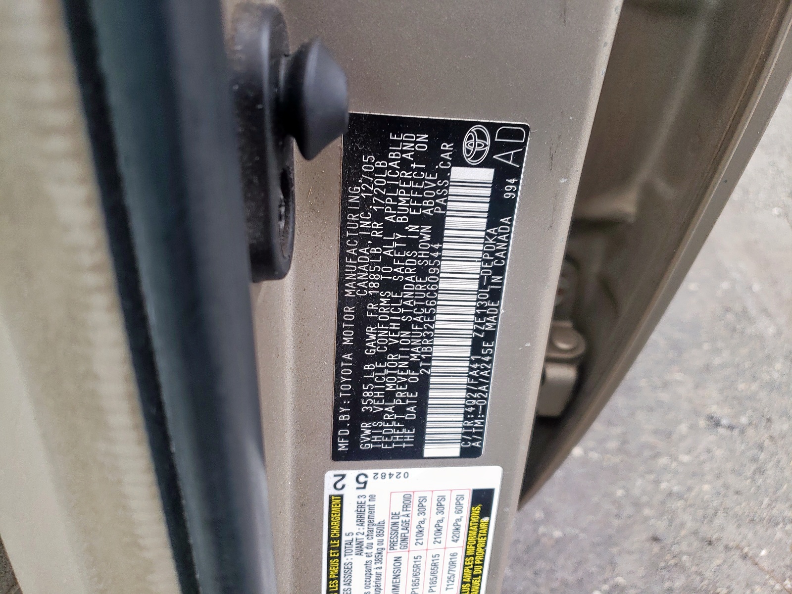 صورة رقم 10 من المزاد - 2006 TOYOTA COROLLA CE مع VIN 2T1BR32E56C609544