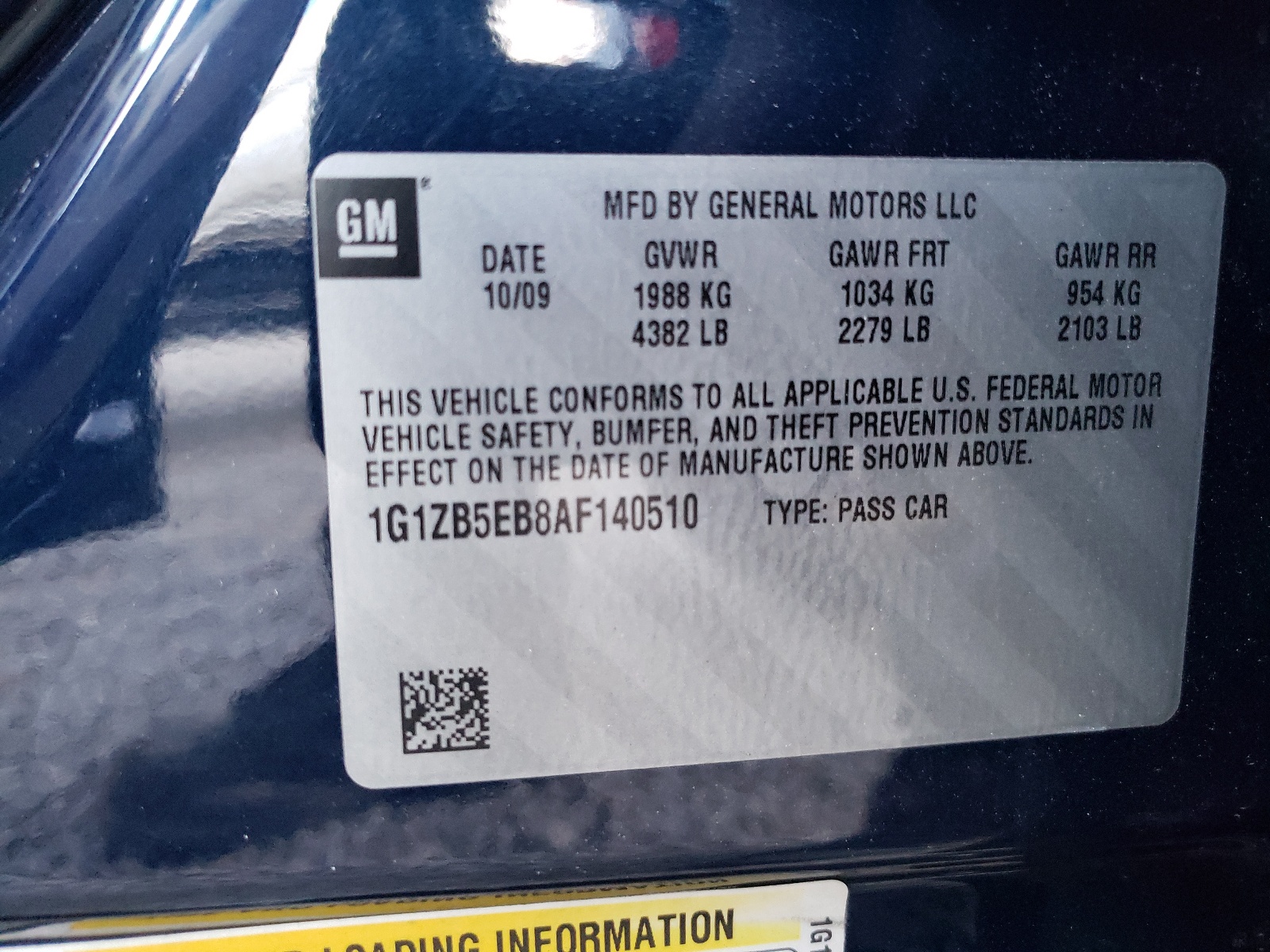 Photo 10 from auction – 2010 CHEVROLET MALIBU LS with VIN 1G1ZB5EB8AF140510