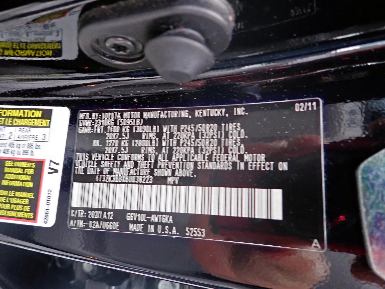 Photo 10 from auction – 2011 TOYOTA VENZA with VIN 4T3ZK3BBXBU038223