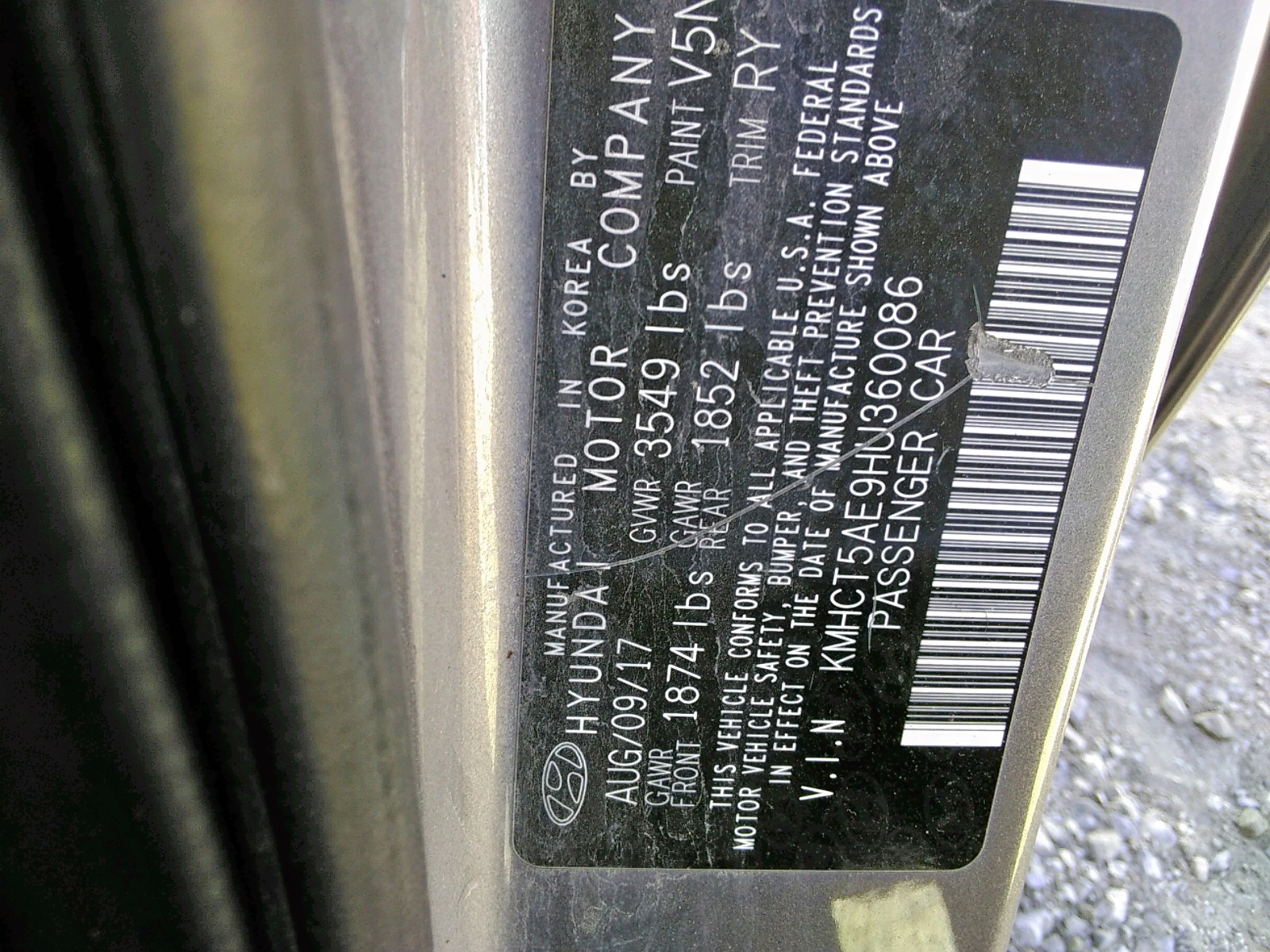 Photo 10 from auction – 2017 HYUNDAI ACCENT SE with VIN KMHCT5AE9HU360086