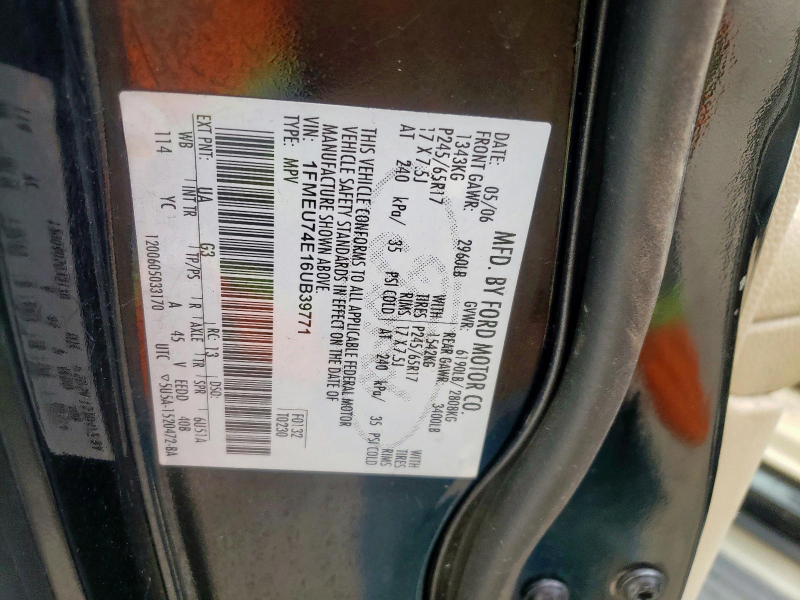 Photo 10 from auction – 2006 FORD EXPLORER E with VIN 1FMEU74E16UB39771