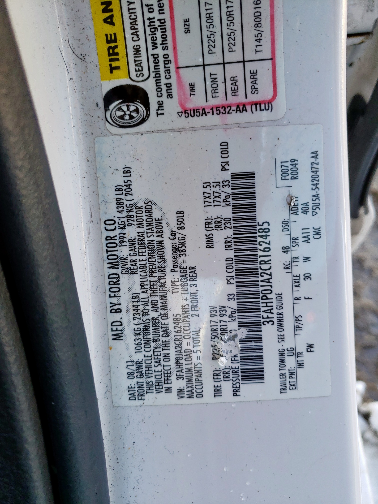 Photo 10 from auction – 2012 FORD FUSION SEL with VIN 3FAHP0JA2CR162485