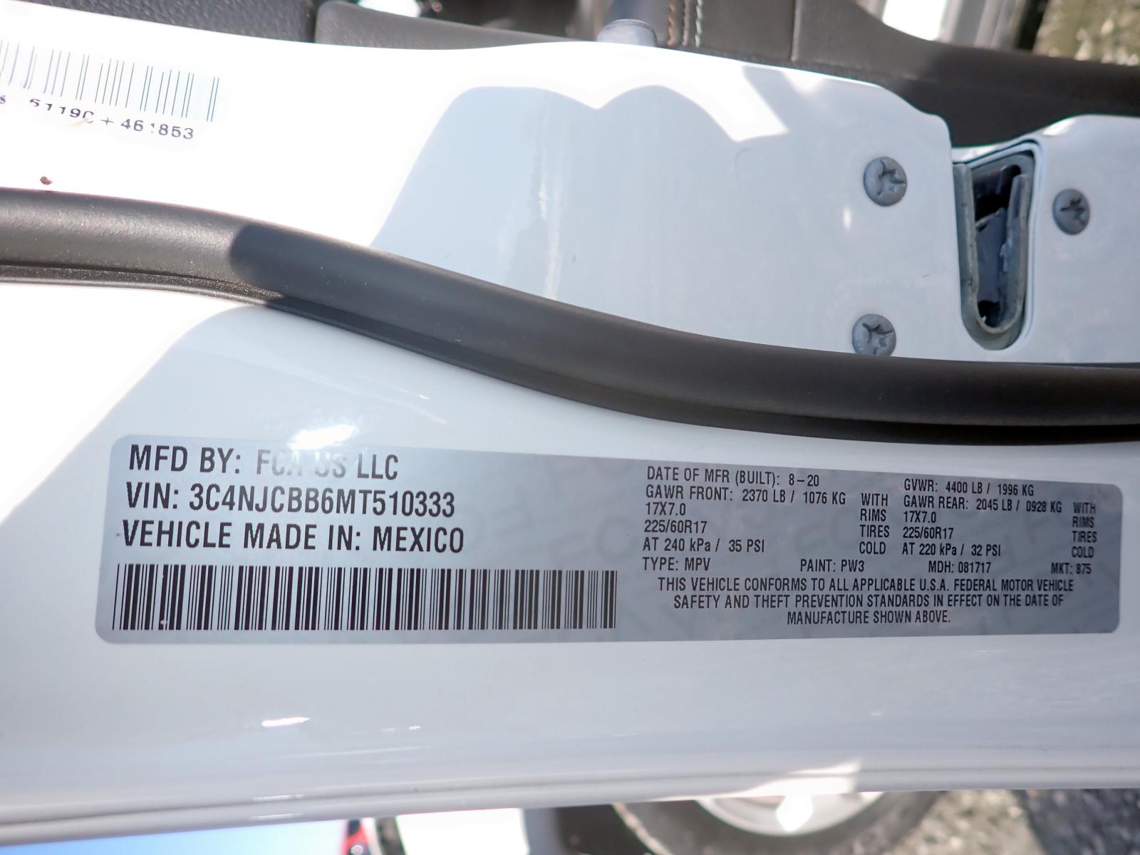 Foto 10 de la subasta – 2021 JEEP COMPASS LA con VIN 3C4NJCBB6MT510333