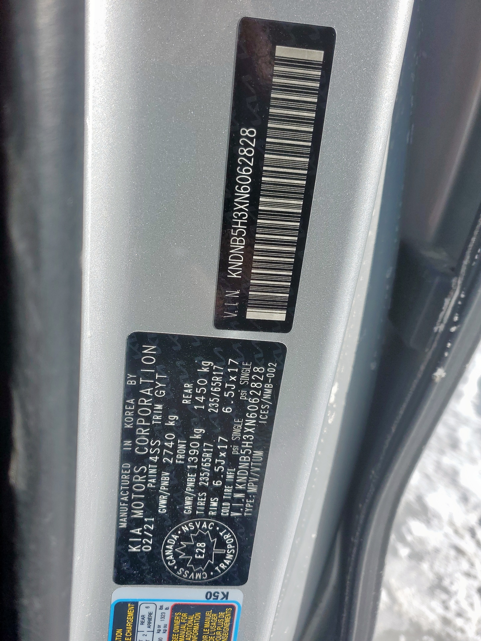 Photo 10 from auction – 2022 KIA CARNIVAL L with VIN KNDNB5H3XN6062828