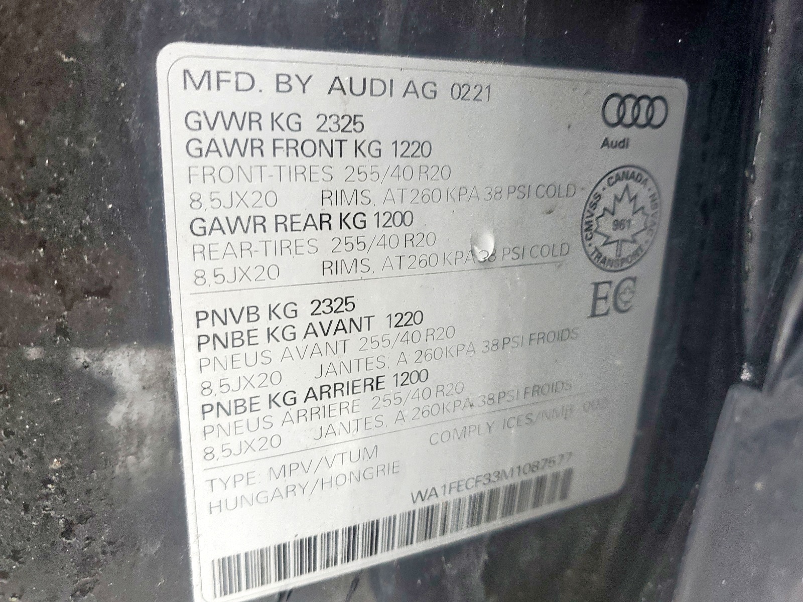 Фото 10 с аукциона – 2021 AUDI Q3 TECHNIK с VIN WA1FECF33M1087577