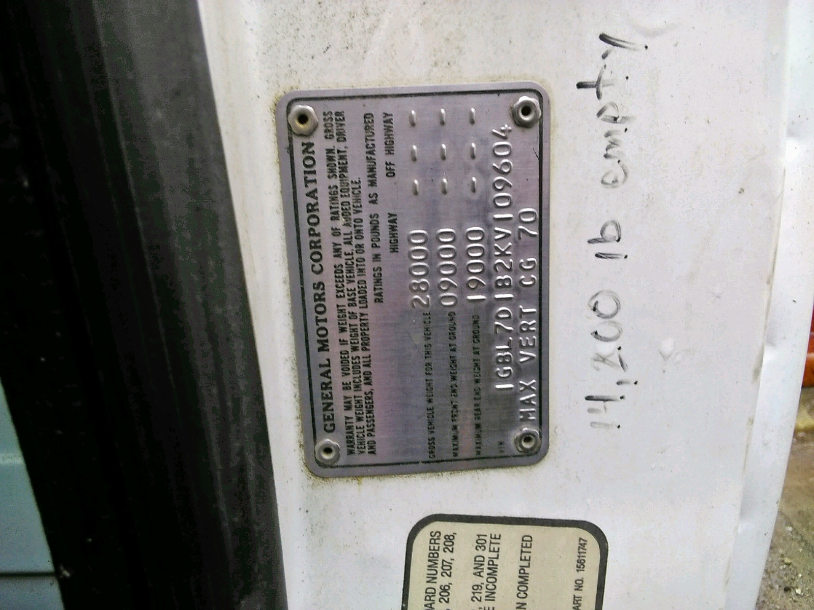 Photo 10 from auction – 1989 CHEVROLET C6500 C7D0 with VIN 1GBL7D1B2KV109604
