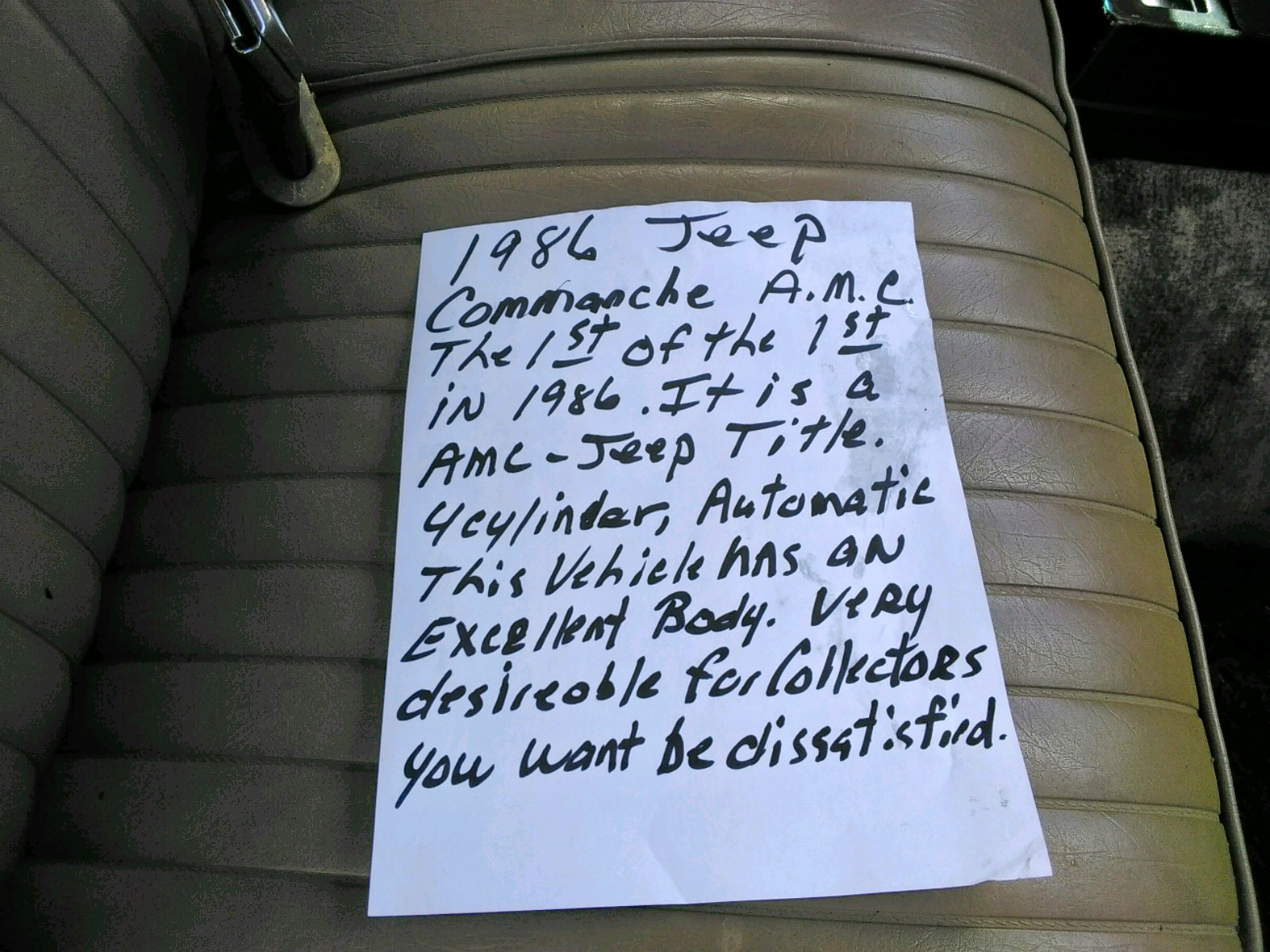 Zdjęcie 9 z aukcji – 1986 JEEP COMANCHE X z VIN 1JTHA6673GT041107