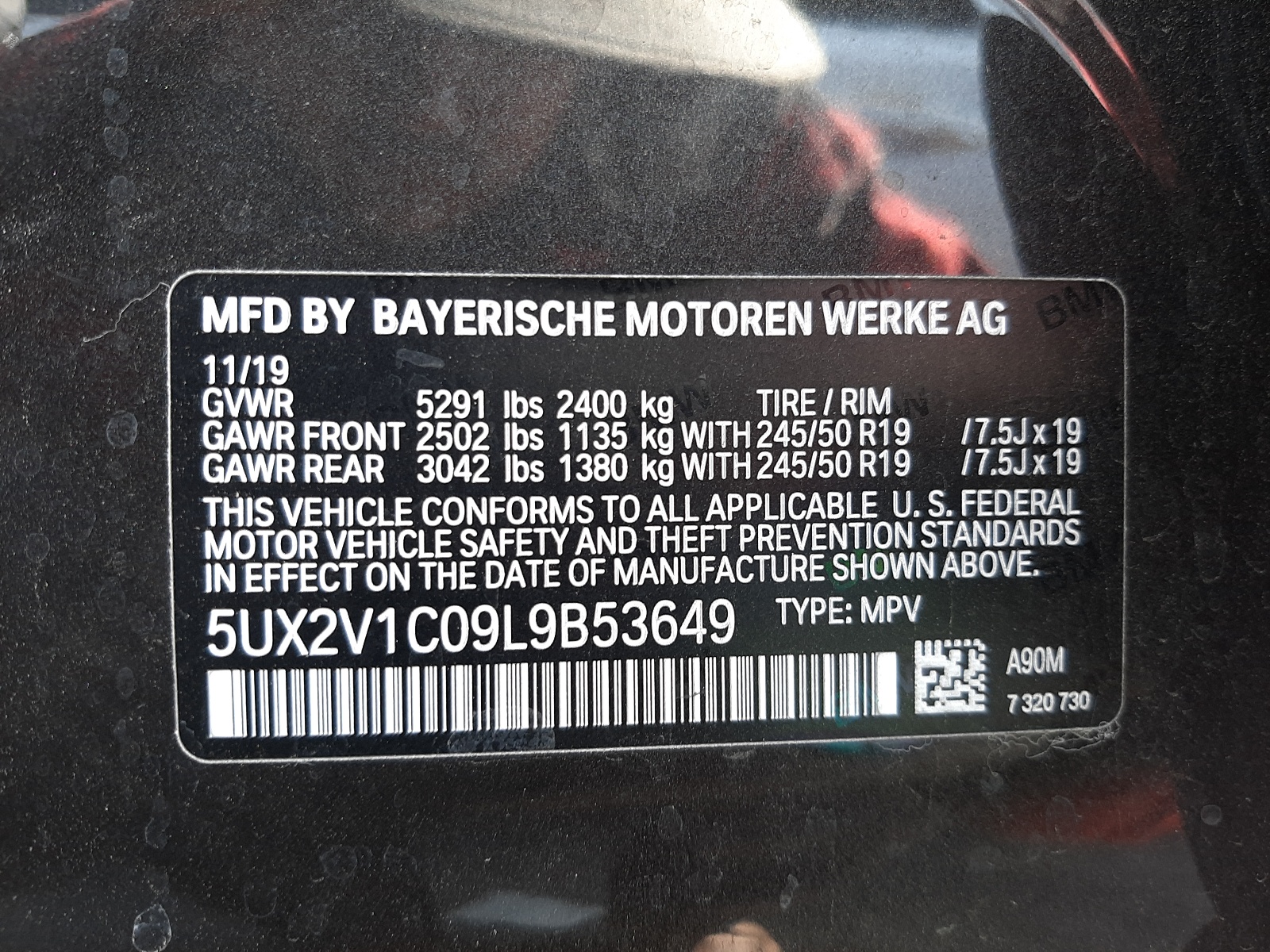 Photo 10 from auction – 2020 BMW X4 XDRIVE3 with VIN 5UX2V1C09L9B53649
