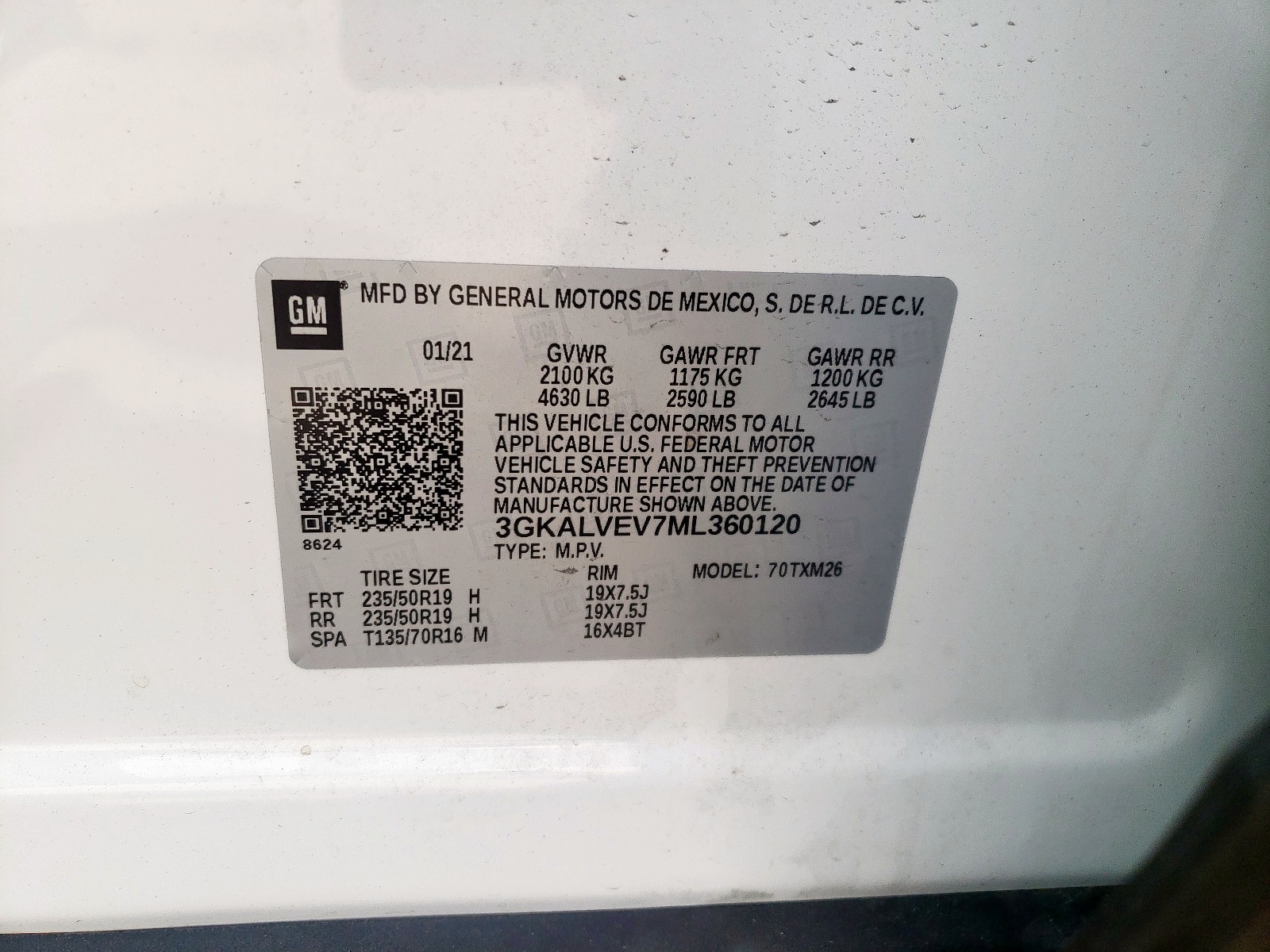 Photo 10 from auction – 2021 GMC TERRAIN SL with VIN 3GKALVEV7ML360120
