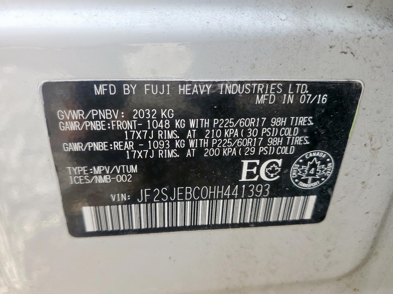 Photo 10 from auction – 2017 SUBARU FORESTER 2 with VIN JF2SJEBC0HH441393