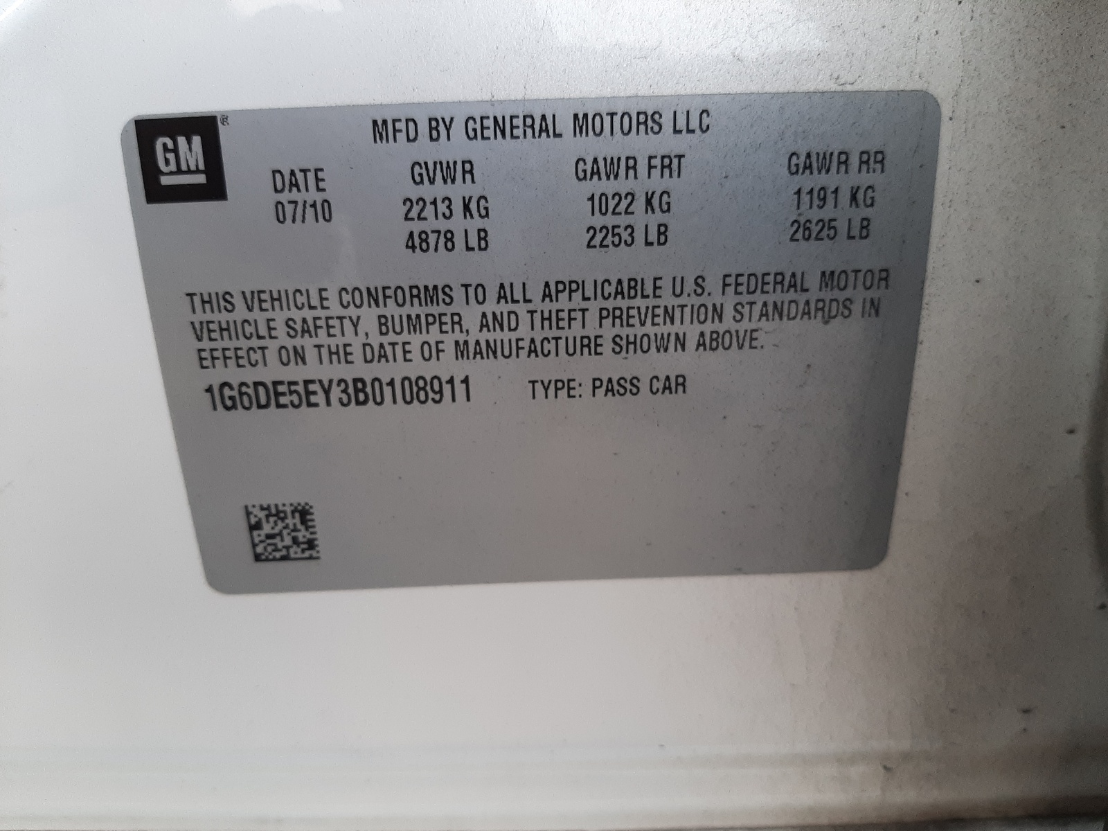 Фото 10 с аукциона – 2011 CADILLAC CTS с VIN 1G6DE5EY3B0108911
