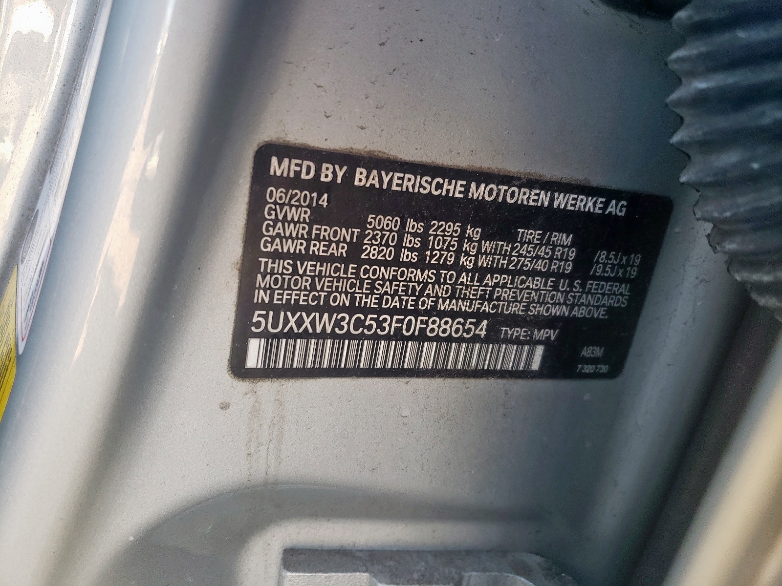 Photo 10 from auction – 2015 BMW X4 XDRIVE2 with VIN 5UXXW3C53F0F88654