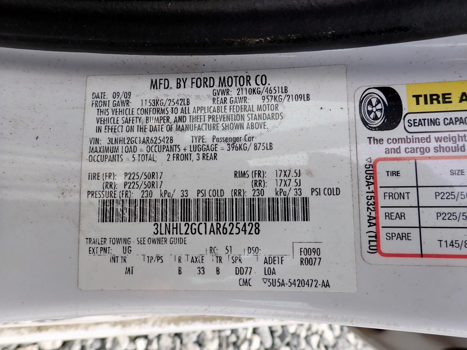 Photo 10 from auction – 2010 LINCOLN MKZ with VIN 3LNHL2GC1AR625428