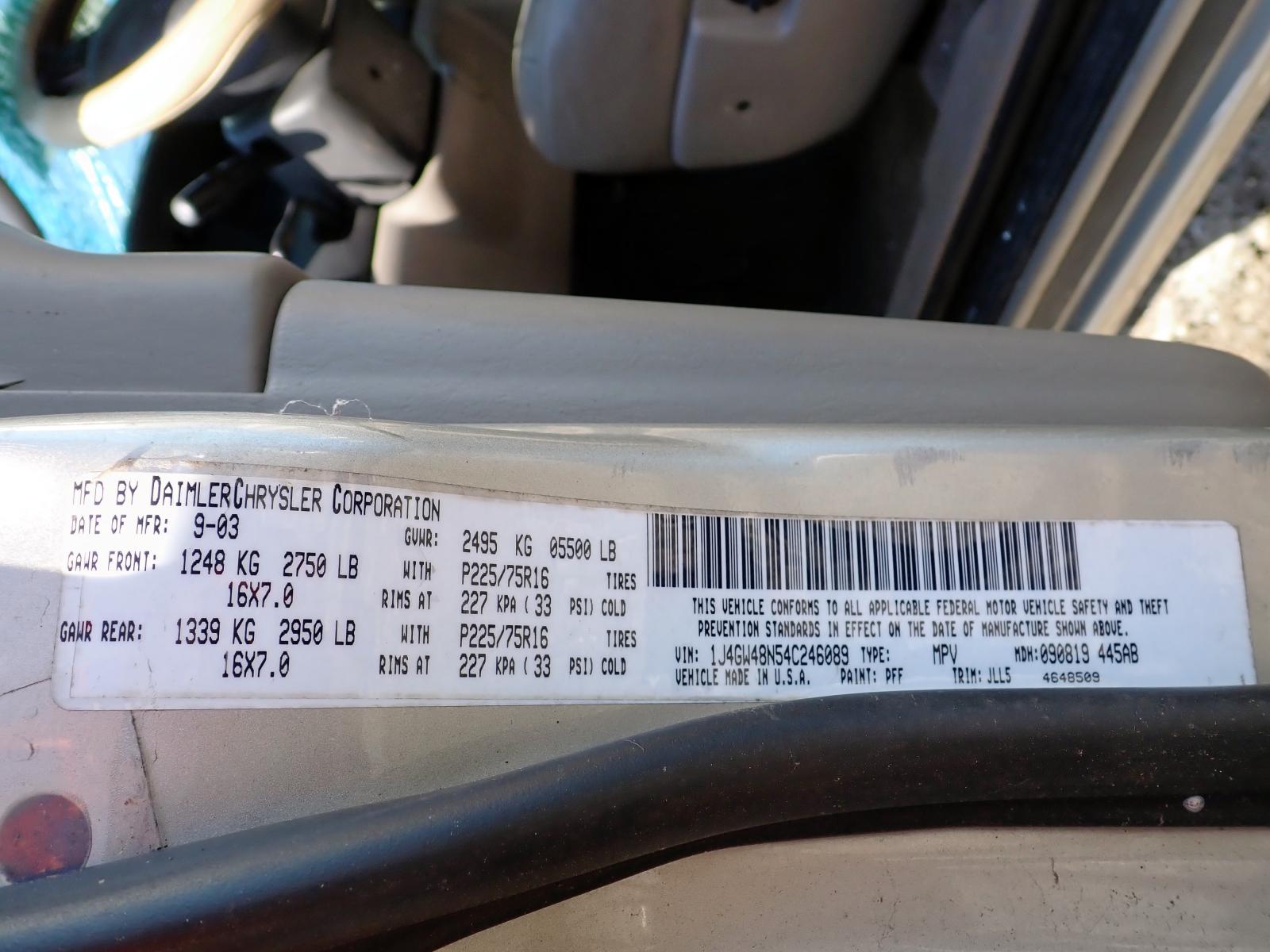 Photo 10 from auction – 2004 JEEP GRAND CHER with VIN 1J4GW48N54C246089