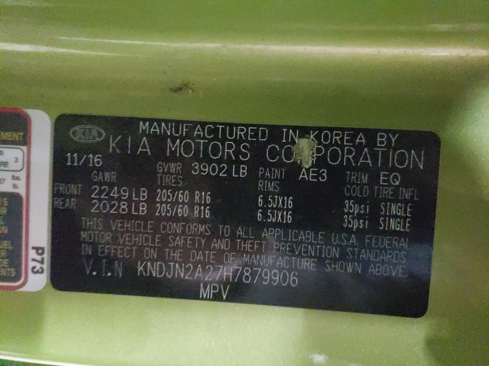 Photo 10 from auction – 2017 KIA SOUL with VIN KNDJN2A27H7879906