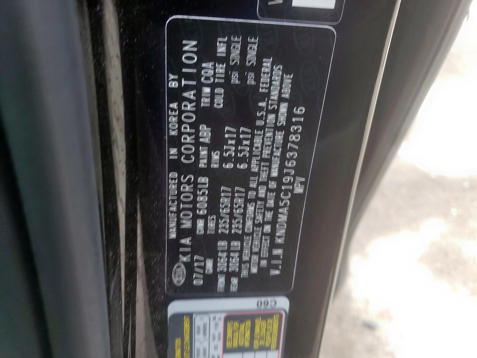 Photo 10 from auction – 2018 KIA SEDONA L with VIN KNDMA5C19J6378316