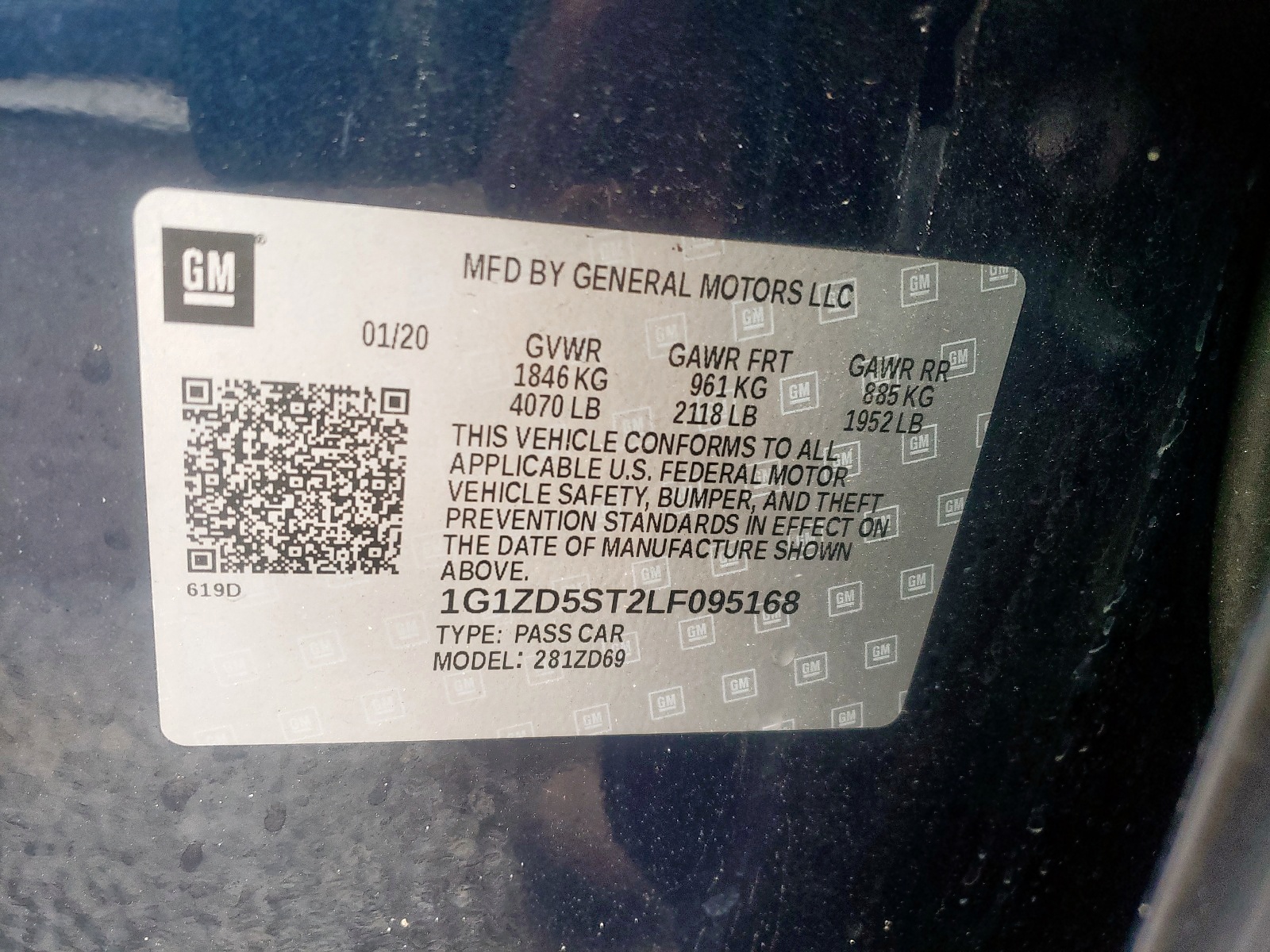 Photo 10 from auction – 2020 CHEVROLET MALIBU LT with VIN 1G1ZD5ST2LF095168