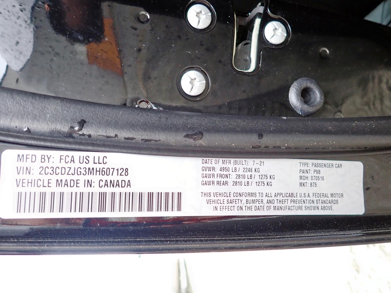 Photo 10 from auction – 2021 DODGE CHALLENGER with VIN 2C3CDZJG3MH607128