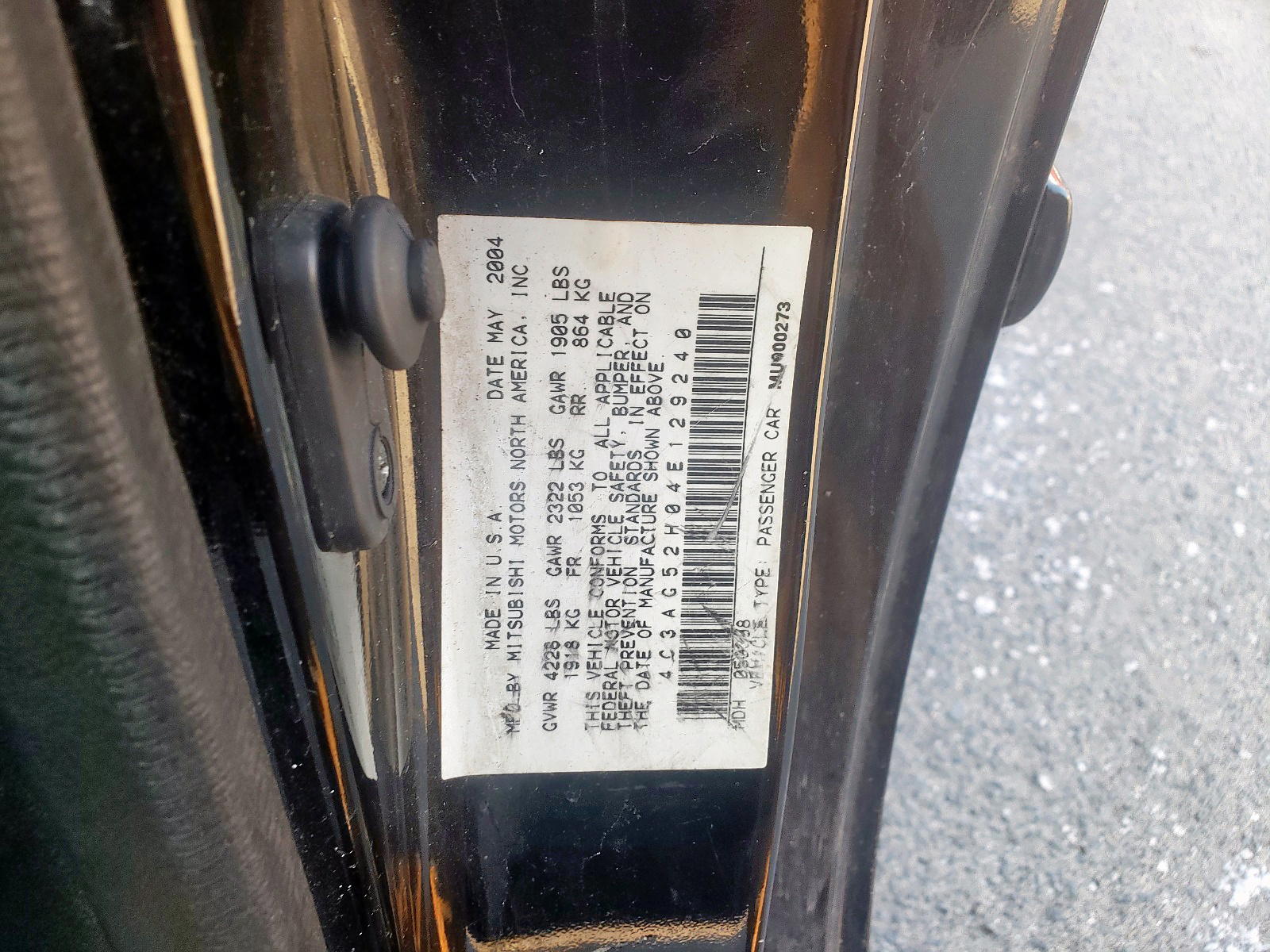Photo 10 from auction – 2004 CHRYSLER SEBRING LI with VIN 4C3AG52H04E129240