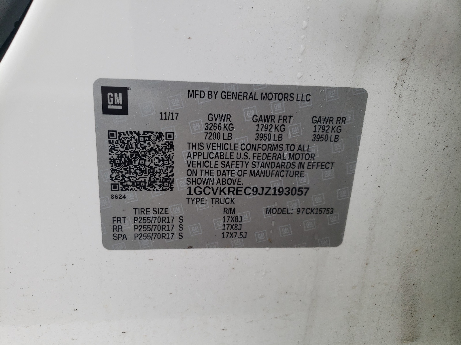 Photo 10 from auction – 2018 CHEVROLET SILVERADO with VIN 1GCVKREC9JZ193057