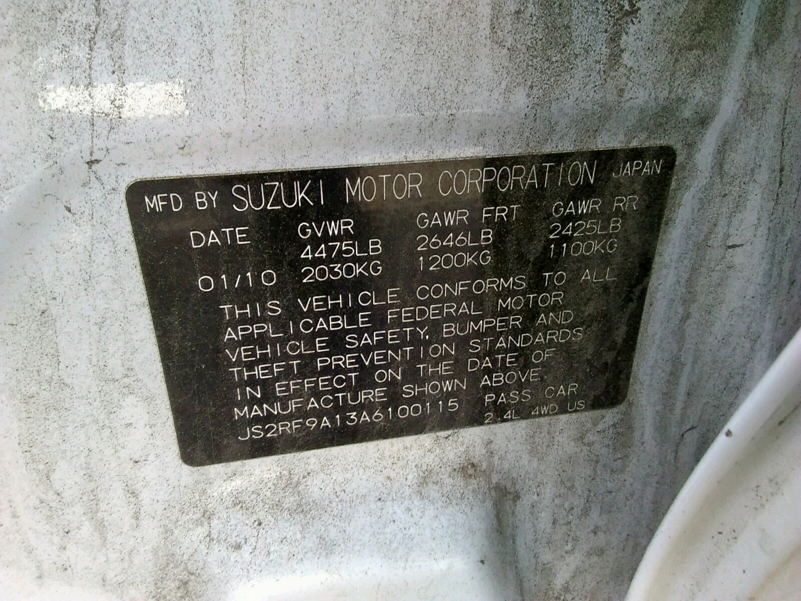 Zdjęcie 20 z aukcji – 2010 SUZUKI KIZASHI S z VIN JS2RF9A13A6100115