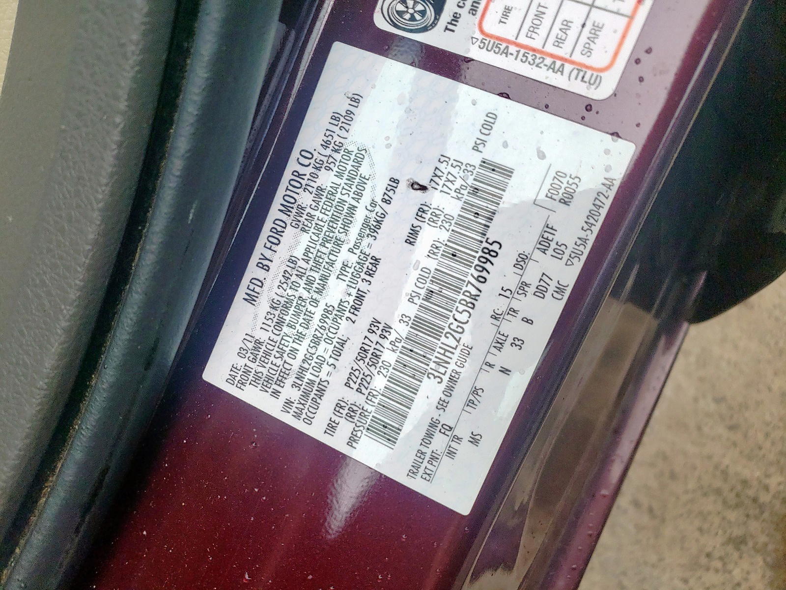 Photo 11 from auction – 2011 LINCOLN MKZ with VIN 3LNHL2GC5BR769985