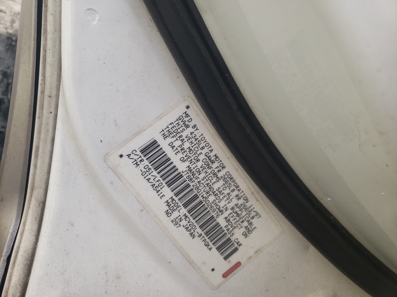 Zdjęcie 10 z aukcji – 1998 LEXUS ES 300 z VIN JT8BF28G1W5026976