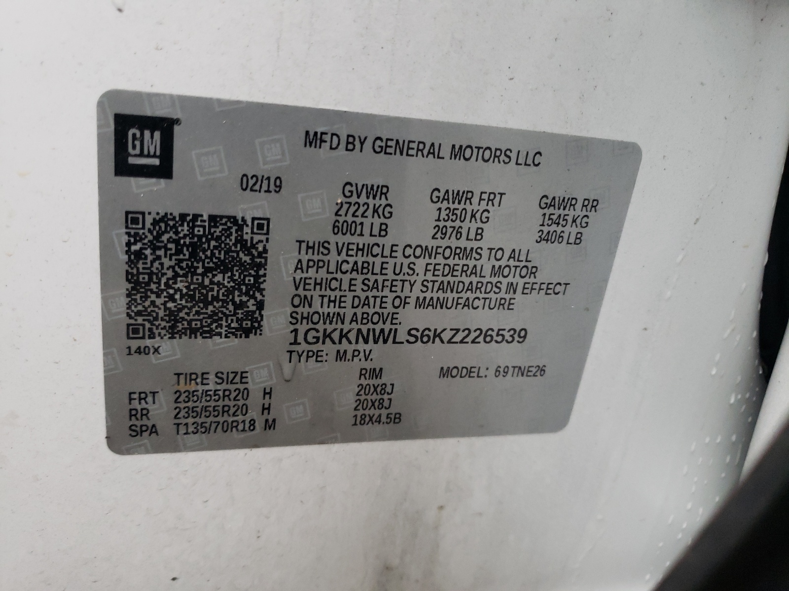 Photo 10 from auction – 2019 GMC ACADIA SLT with VIN 1GKKNWLS6KZ226539